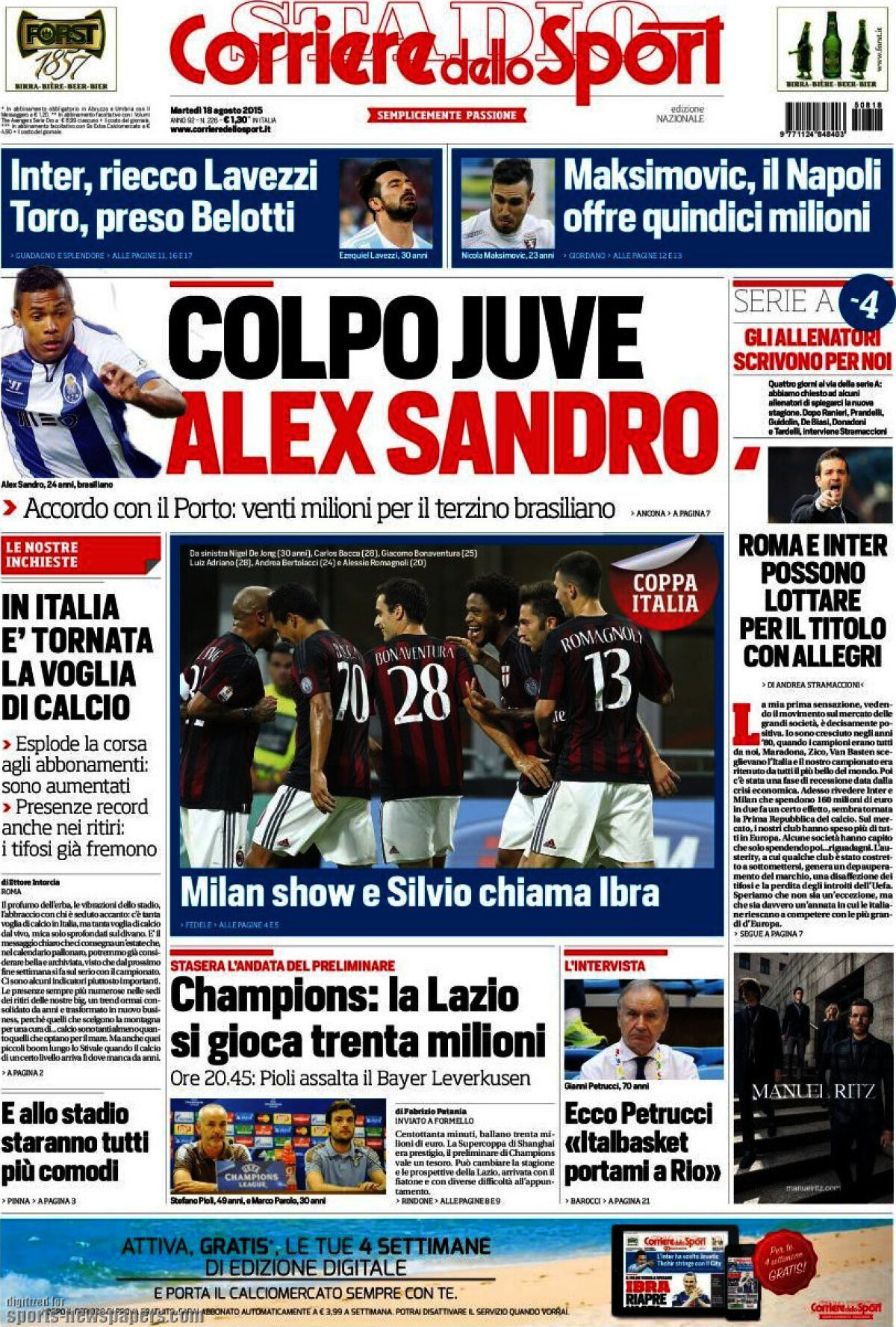 Ce scriu azi ziarele de sport din lume (18 august 2015)