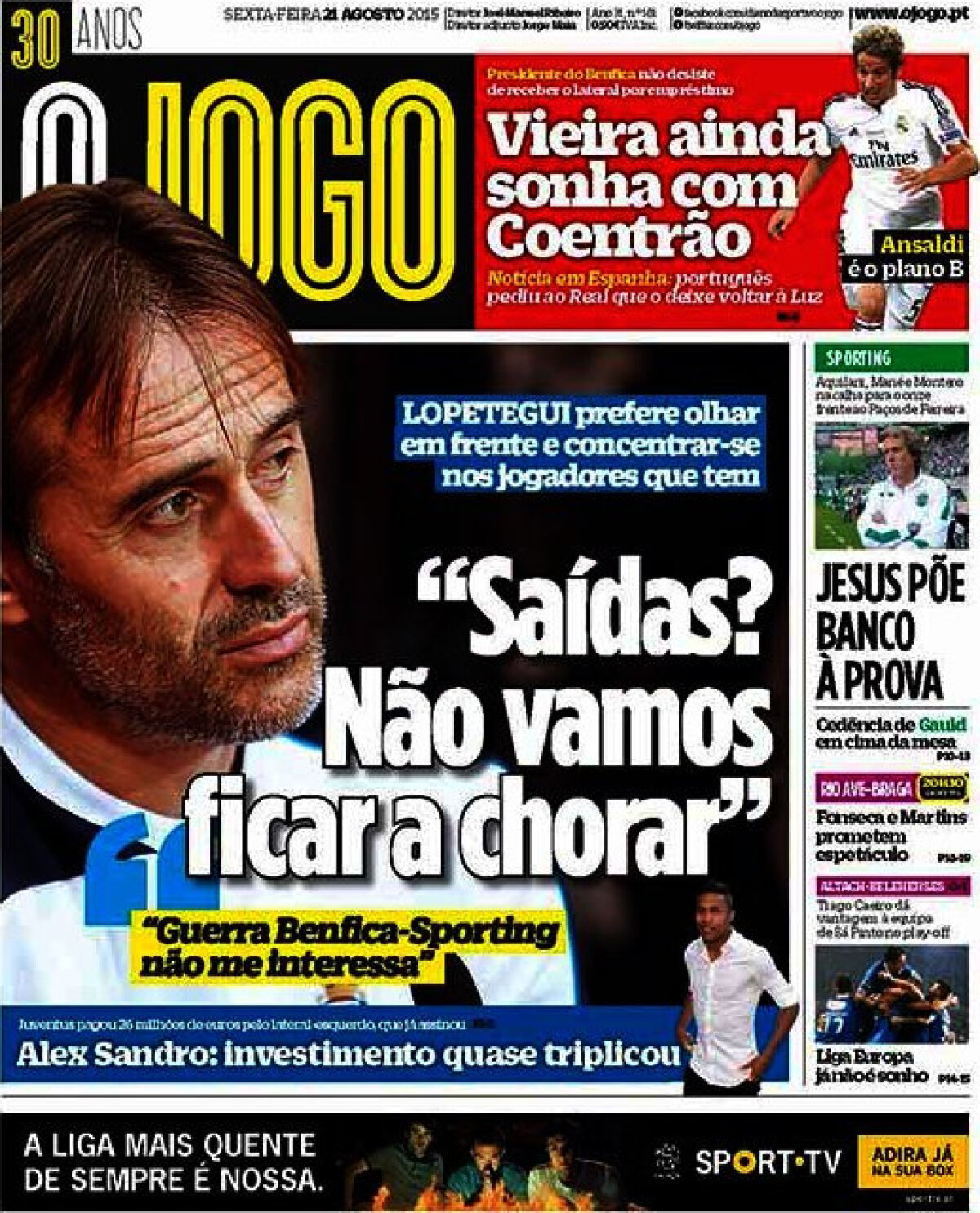 Ce scriu azi ziarele de sport din lume (21 august 2015)