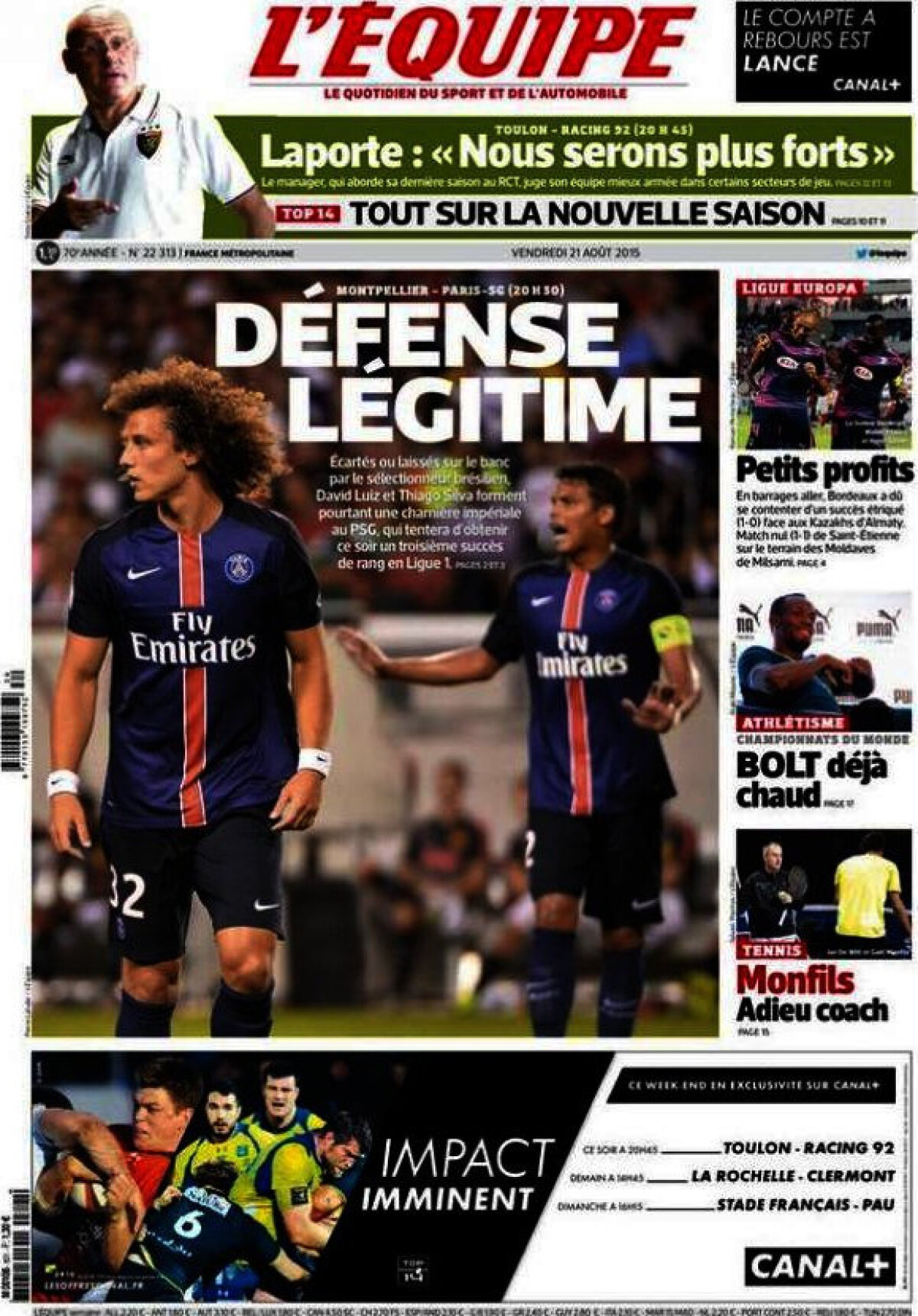 Ce scriu azi ziarele de sport din lume (21 august 2015)