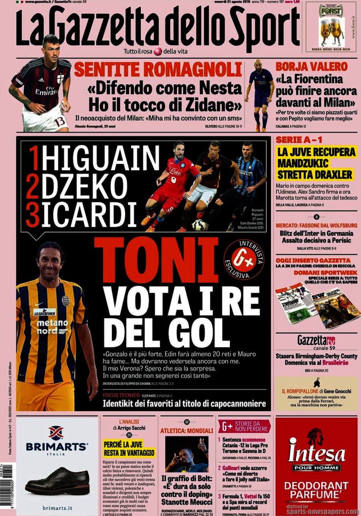 Ce scriu azi ziarele de sport din lume (21 august 2015)