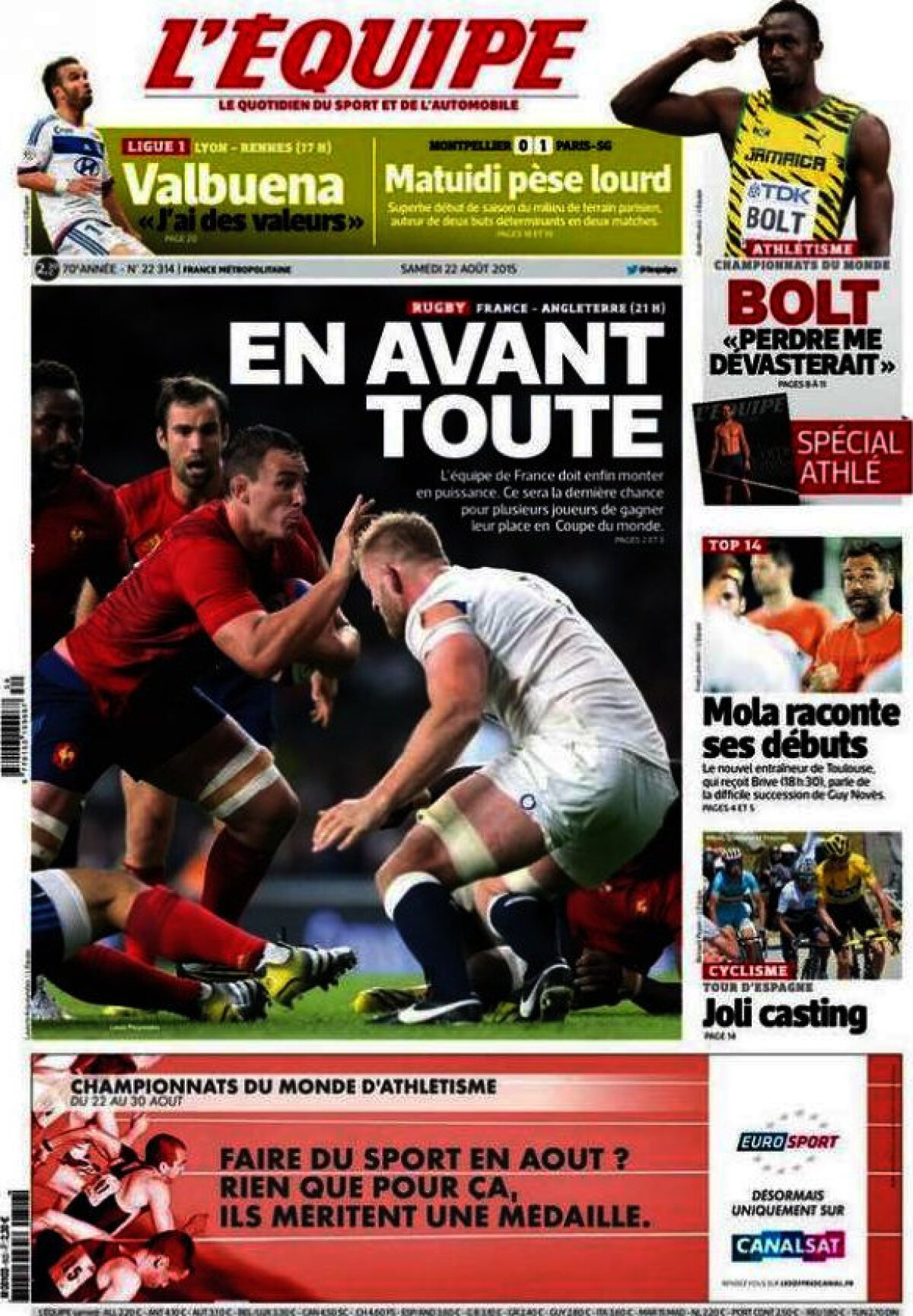 Ce scriu azi ziarele de sport din lume (22 august 2015)