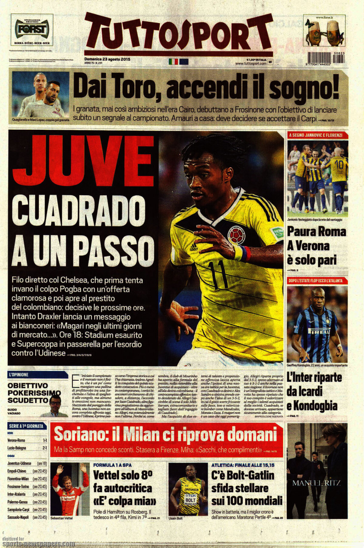 Ce scriu azi ziarele de sport din lume (23 august 2015)