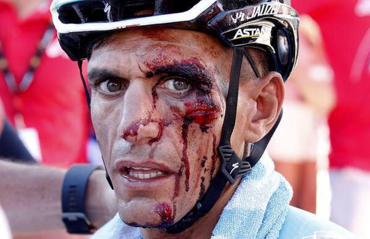 Imagini horror din Turul Spaniei » Abandon + 40 de puncte de sutură