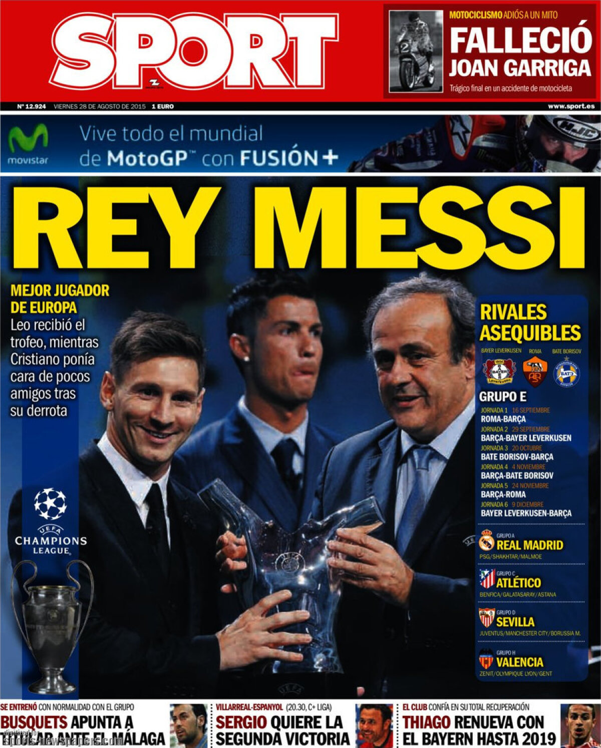 Ce scriu azi ziarele de sport din lume (28 august 2015)