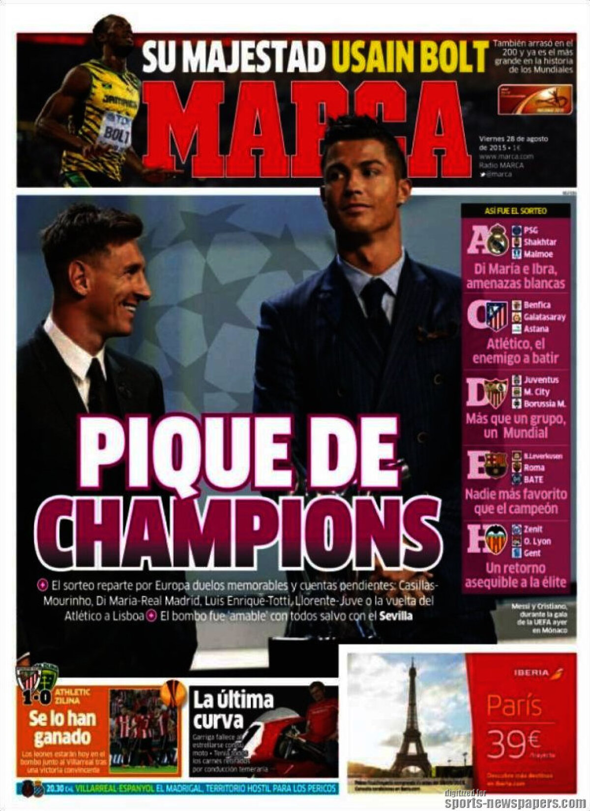 Ce scriu azi ziarele de sport din lume (28 august 2015)