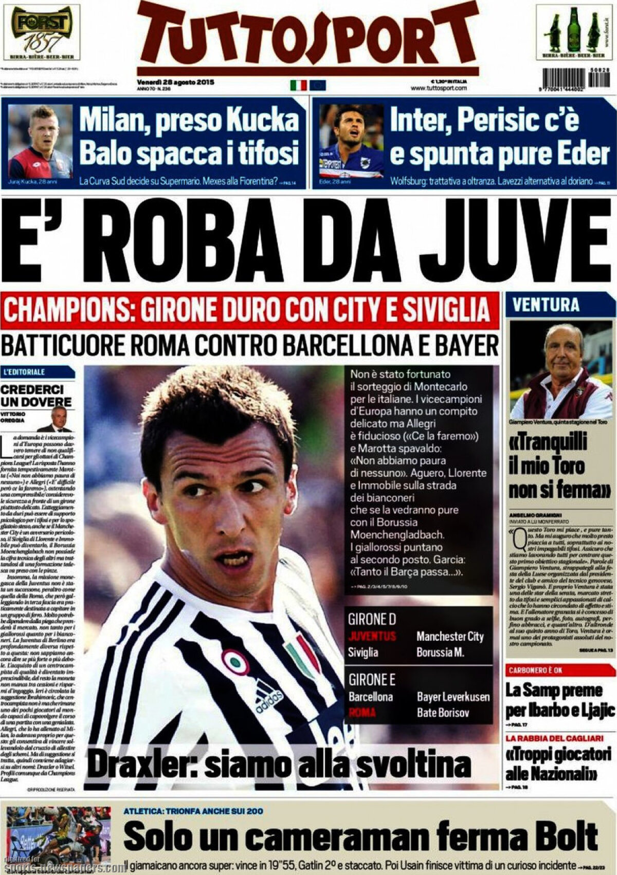 Ce scriu azi ziarele de sport din lume (28 august 2015)