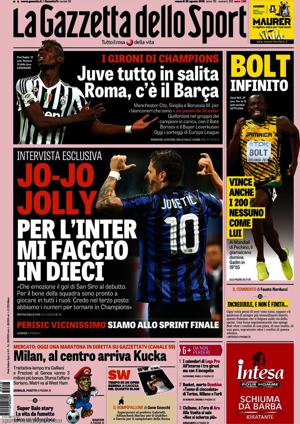 Ce scriu azi ziarele de sport din lume (28 august 2015)