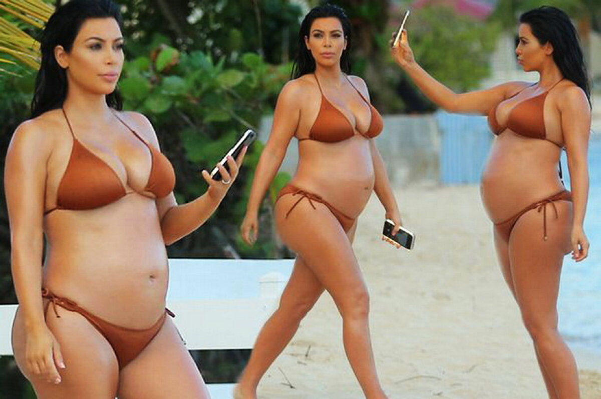 Kim Kardashian, mîndră de corpul ei! Imagini incendiare în costum de baie