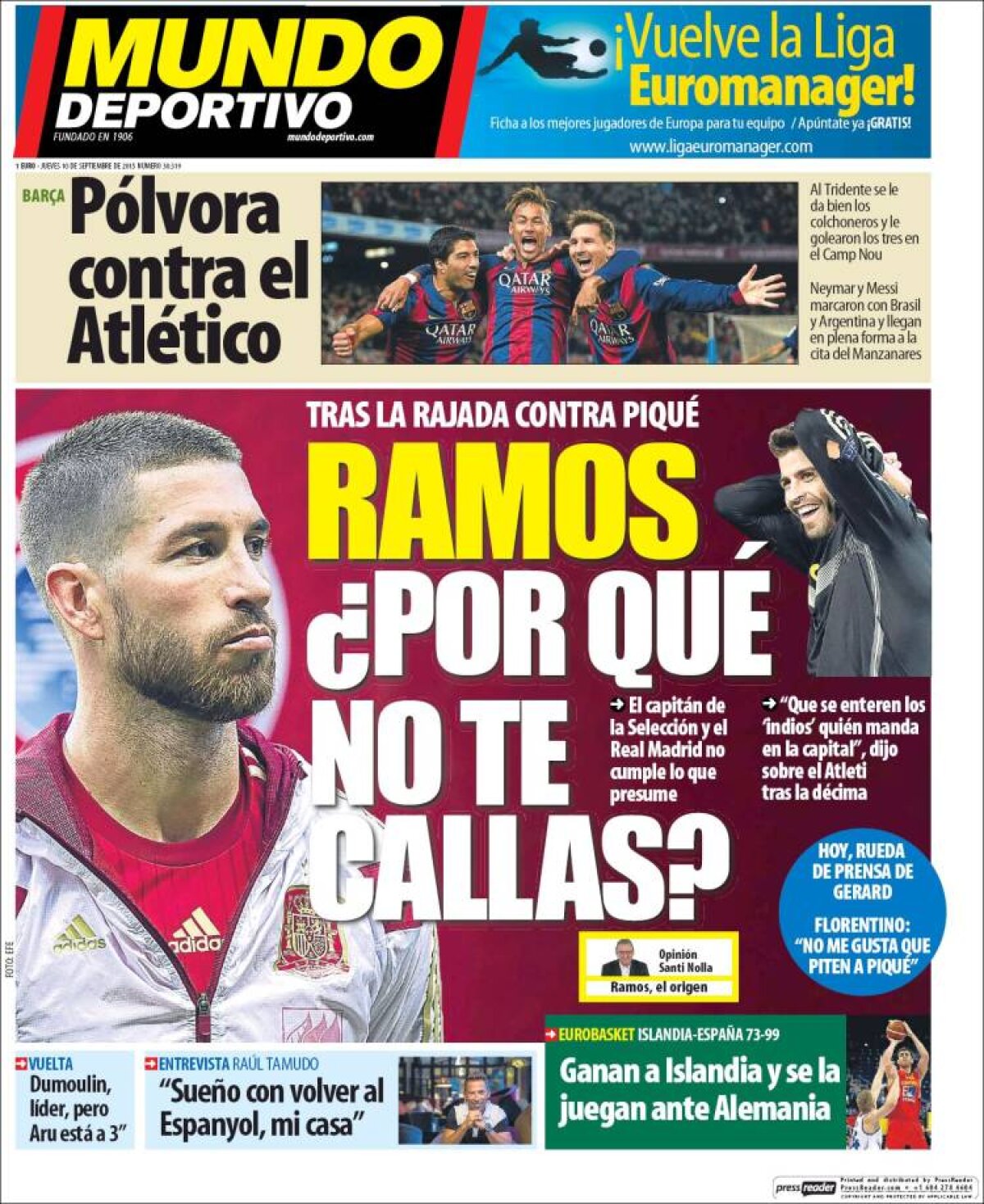 Ce scriu azi ziarele de sport din lume (10 septembrie 2015)