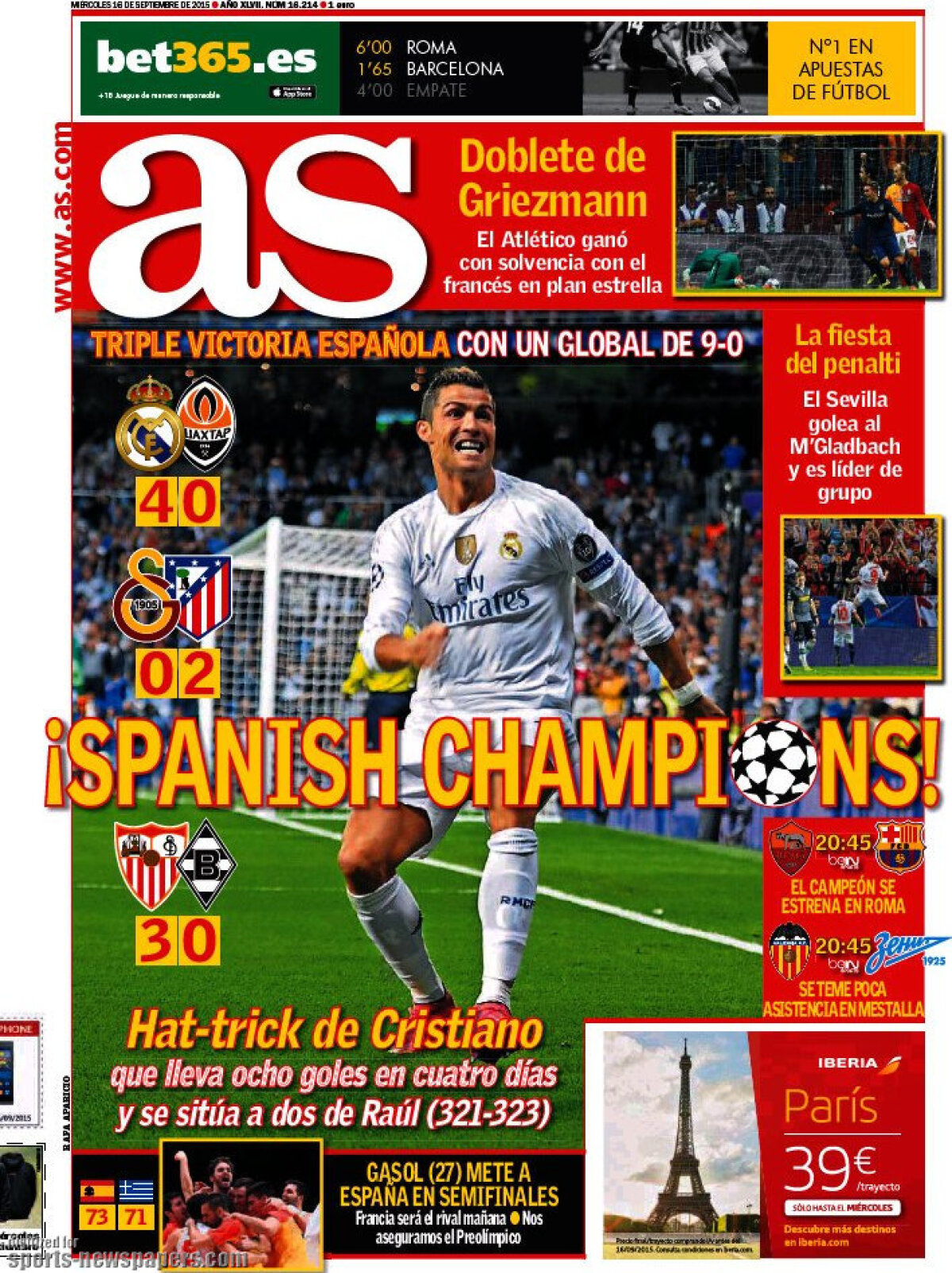 Ce scriu azi ziarele de sport din lume (16 septembrie 2015)