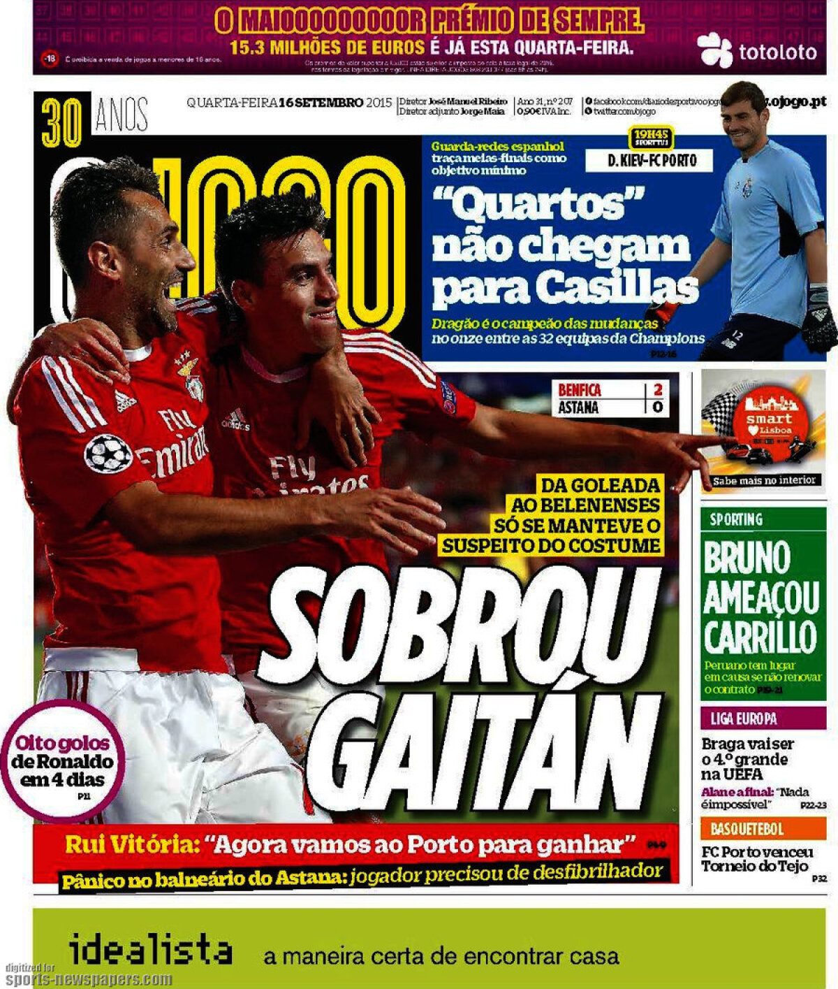 Ce scriu azi ziarele de sport din lume (16 septembrie 2015)