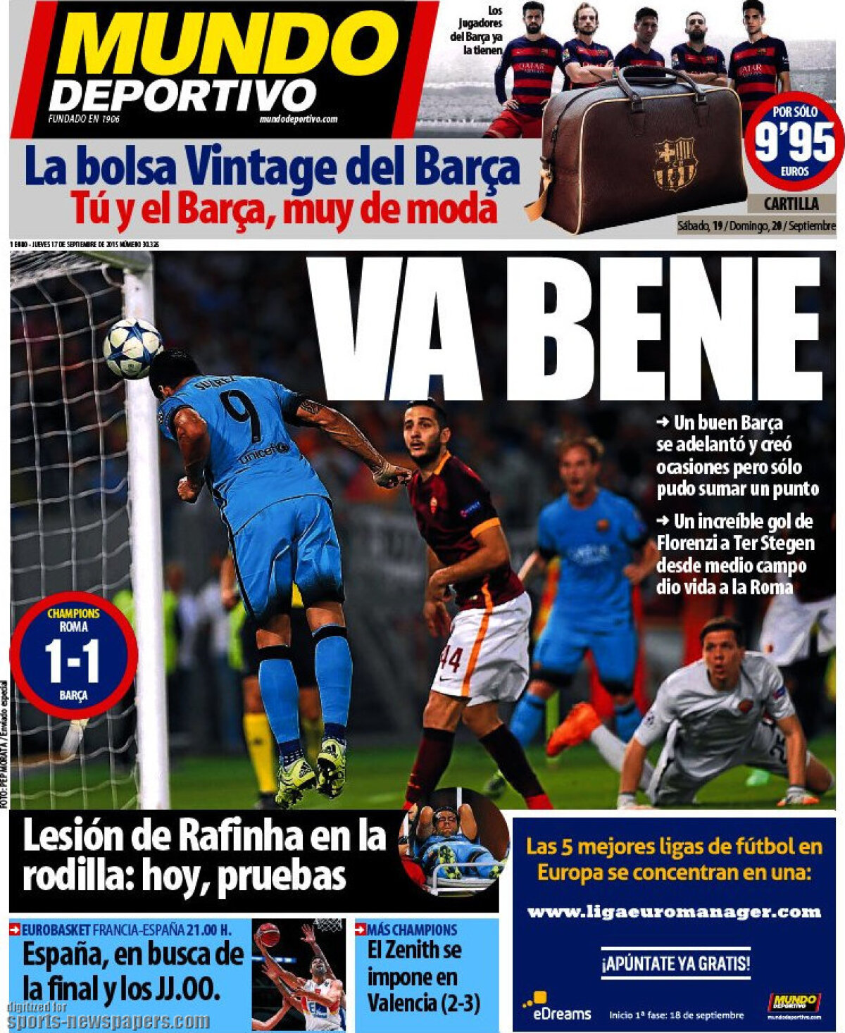 Ce scriu azi ziarele de sport din lume (17 septembrie 2015)