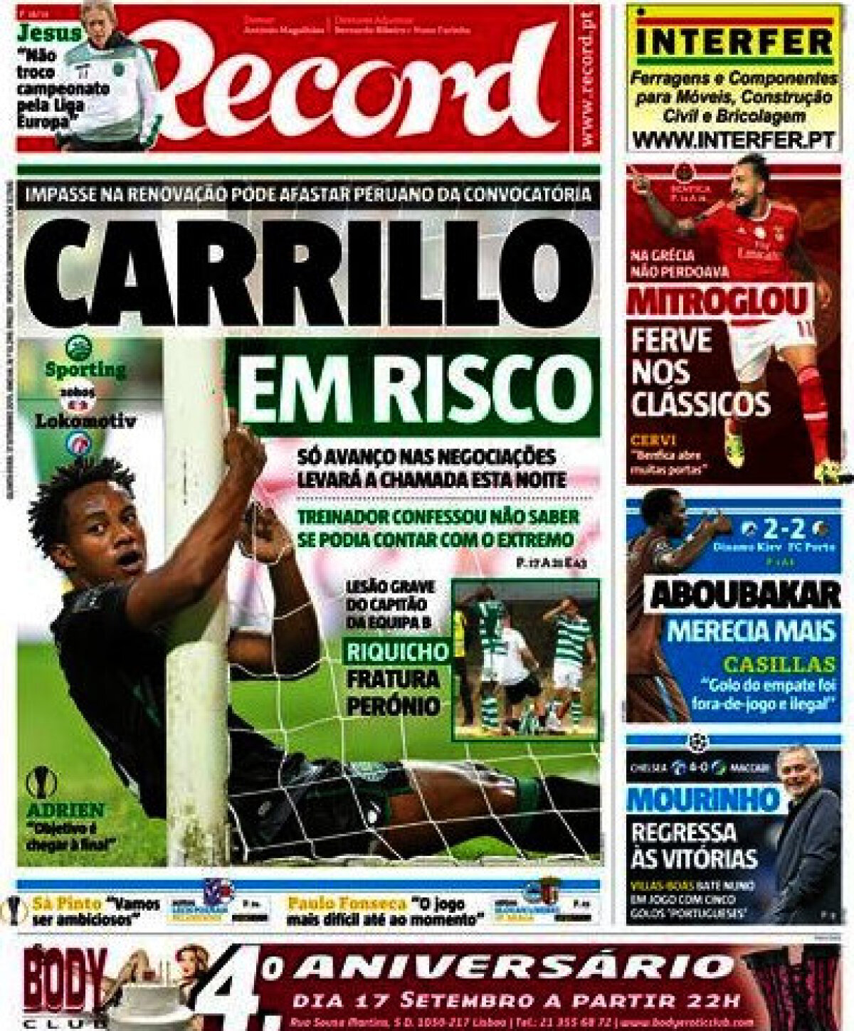 Ce scriu azi ziarele de sport din lume (17 septembrie 2015)