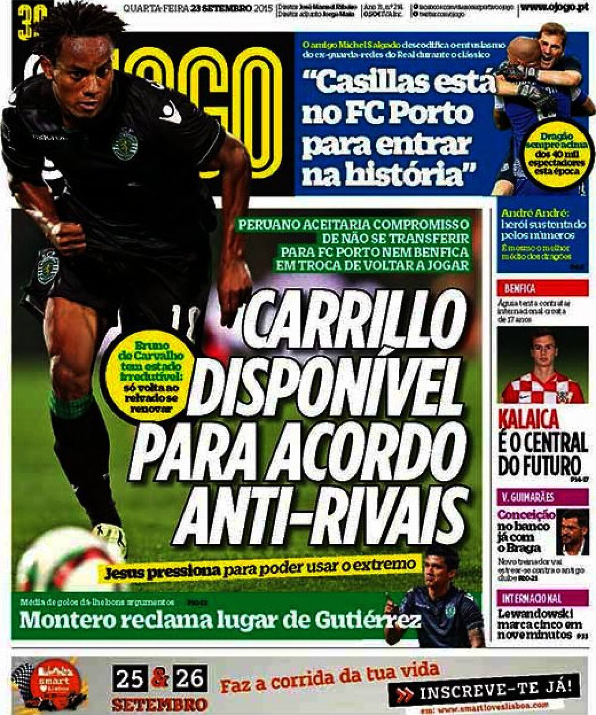 Ce scriu azi ziarele de sport din lume (23 septembrie 2015)