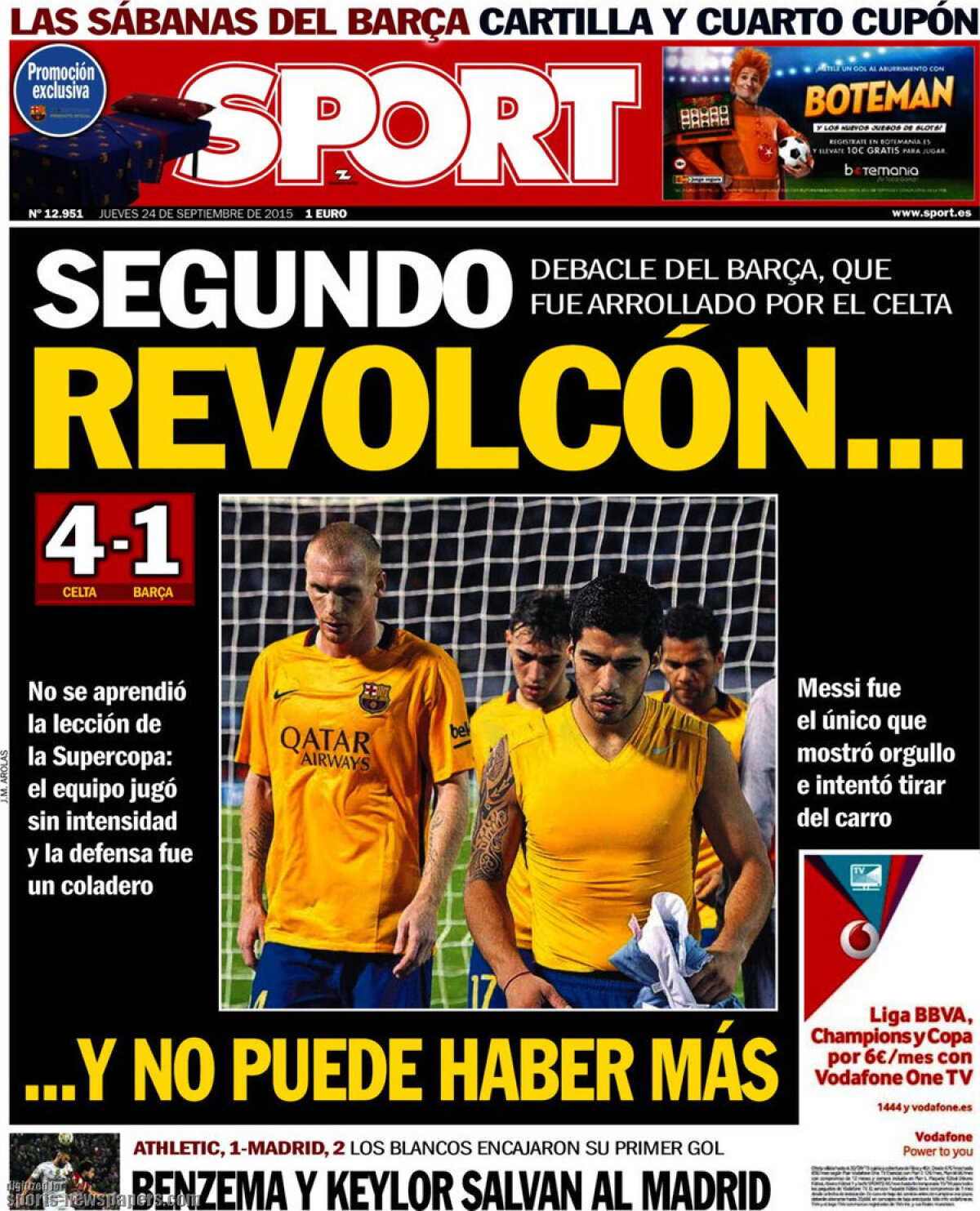 Ce scriu azi ziarele de sport din lume (24 septembrie 2015)