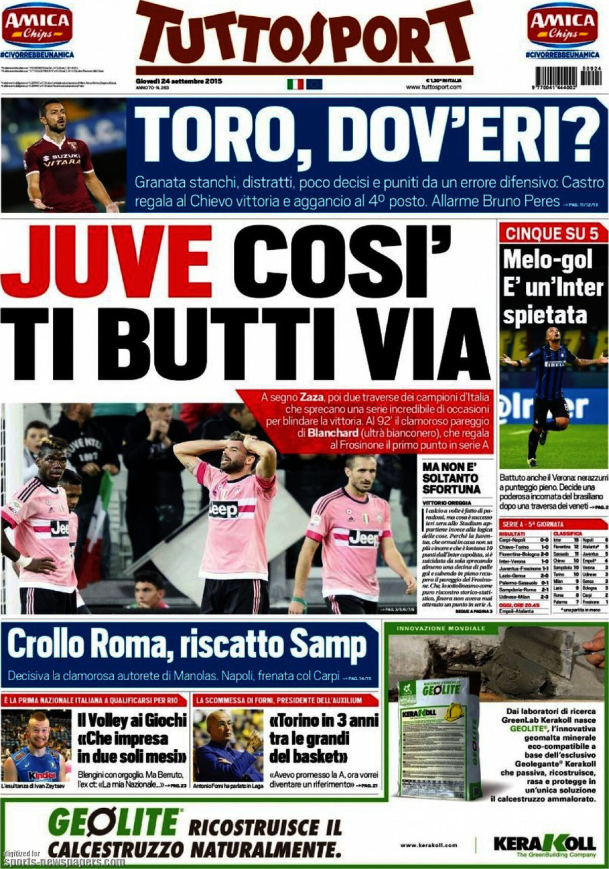 Ce scriu azi ziarele de sport din lume (24 septembrie 2015)