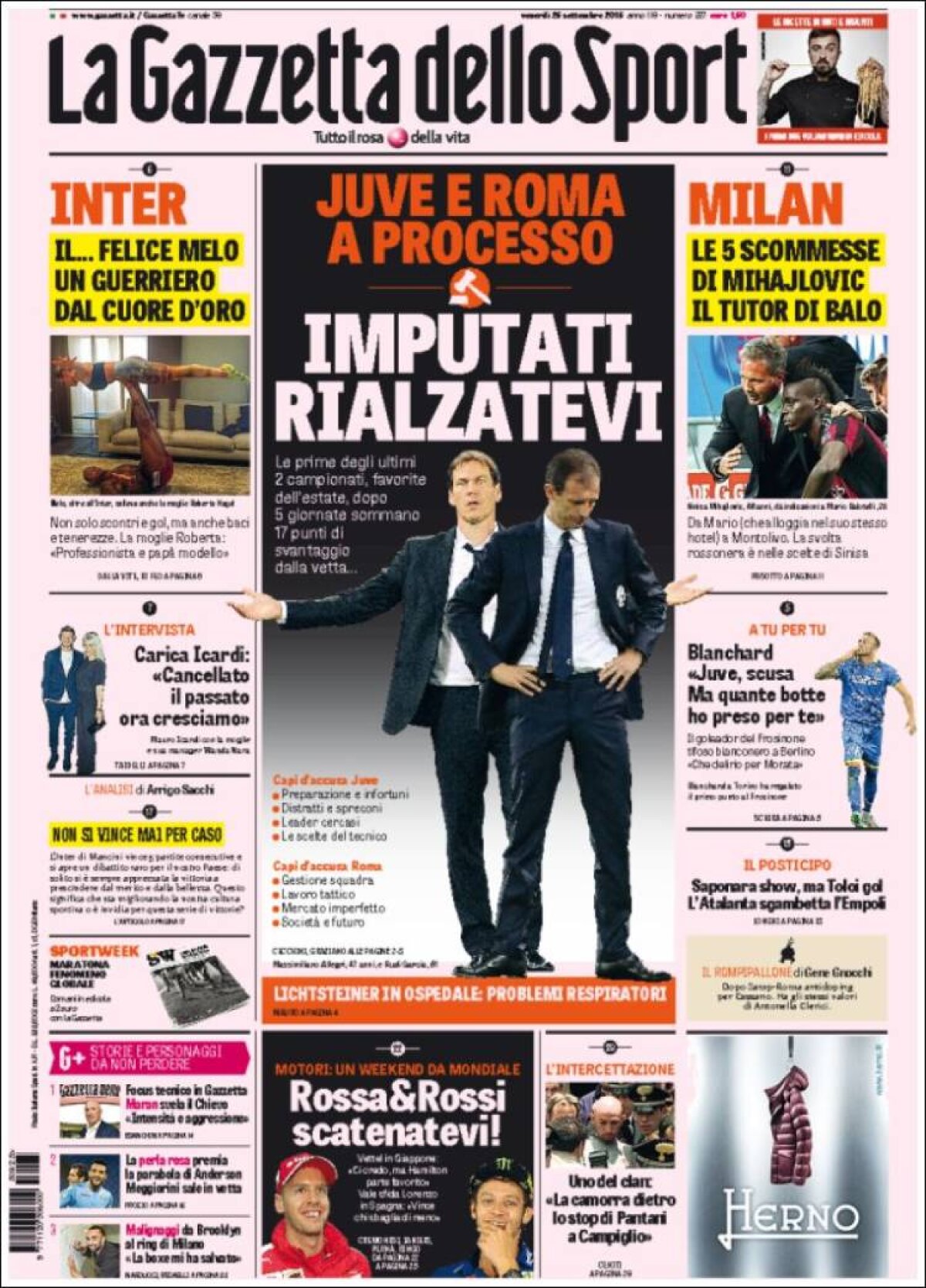 Ce scriu azi ziarele de sport din lume (25 septembrie 2015)