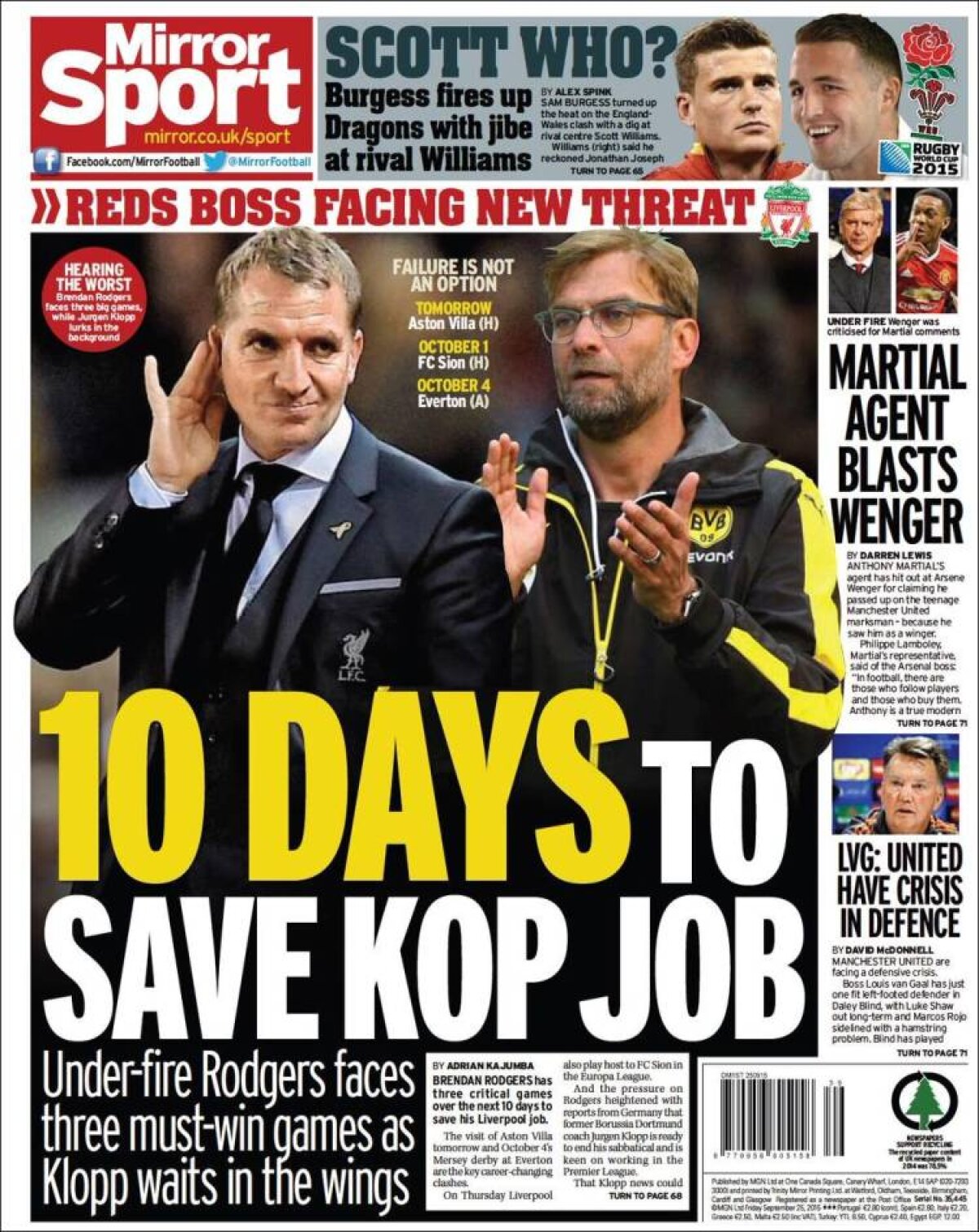 Ce scriu azi ziarele de sport din lume (25 septembrie 2015)