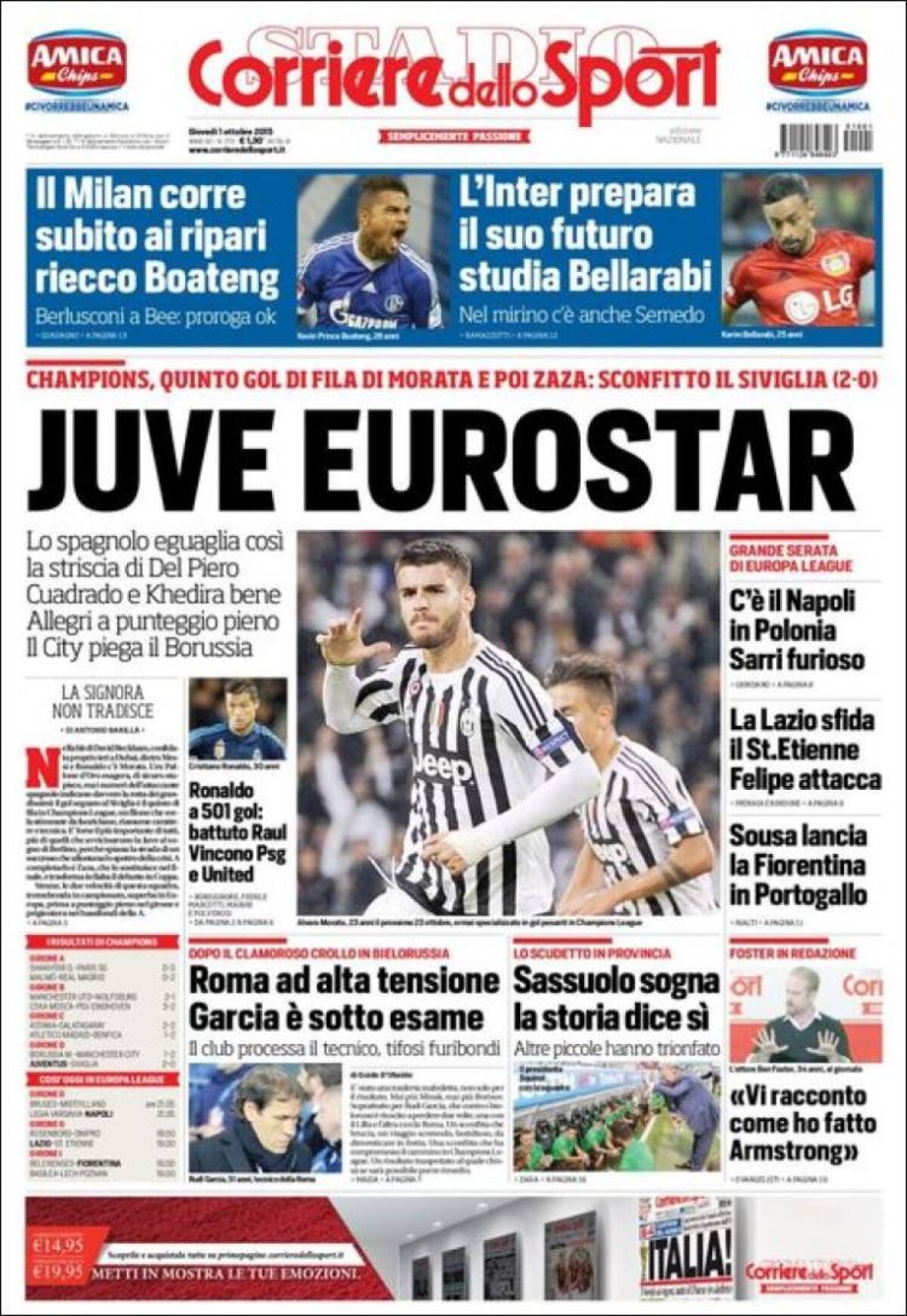 Ce scriu azi ziarele de sport din lume (1 octombrie 2015)