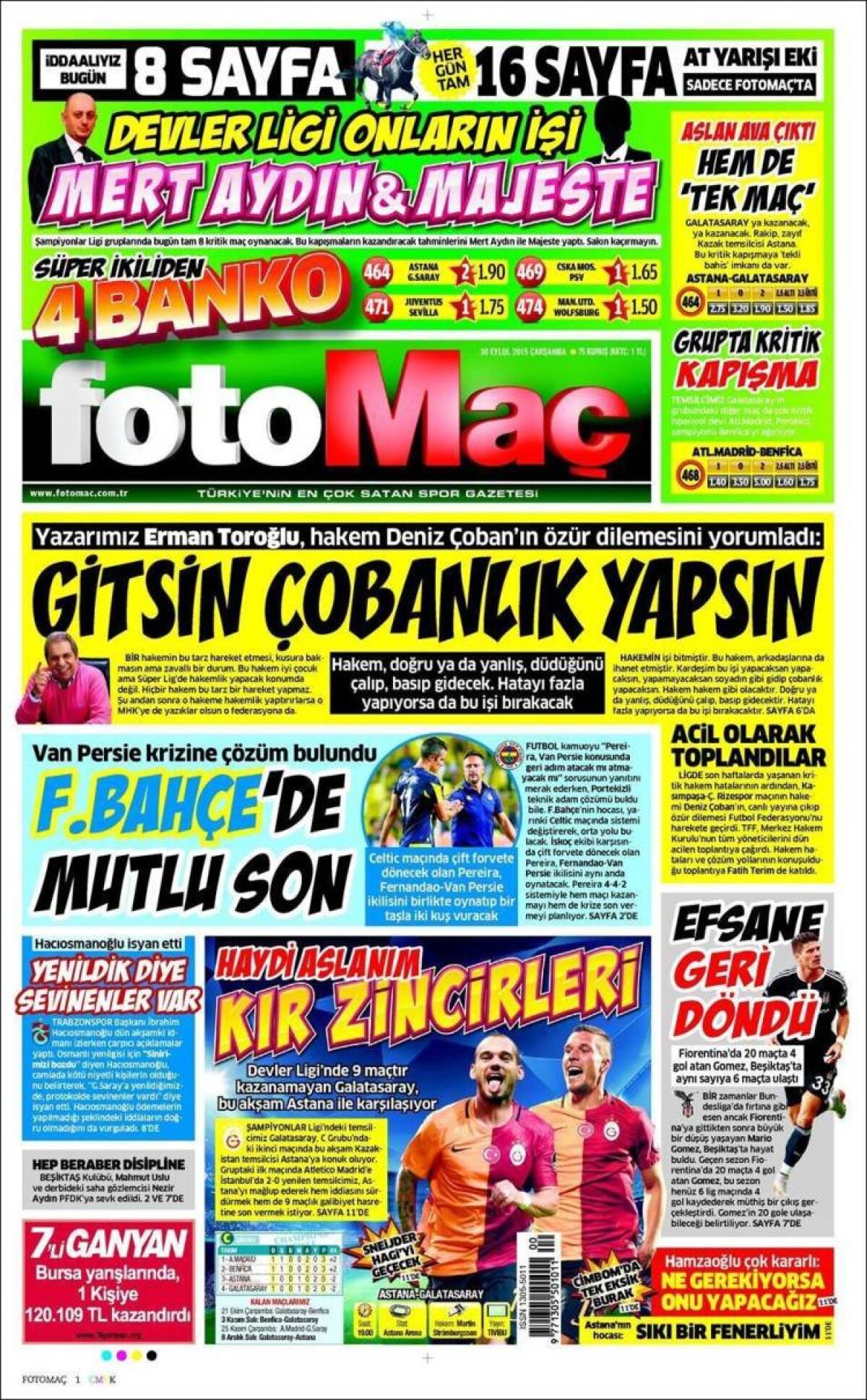 Ce scriu azi ziarele de sport din lume (1 octombrie 2015)