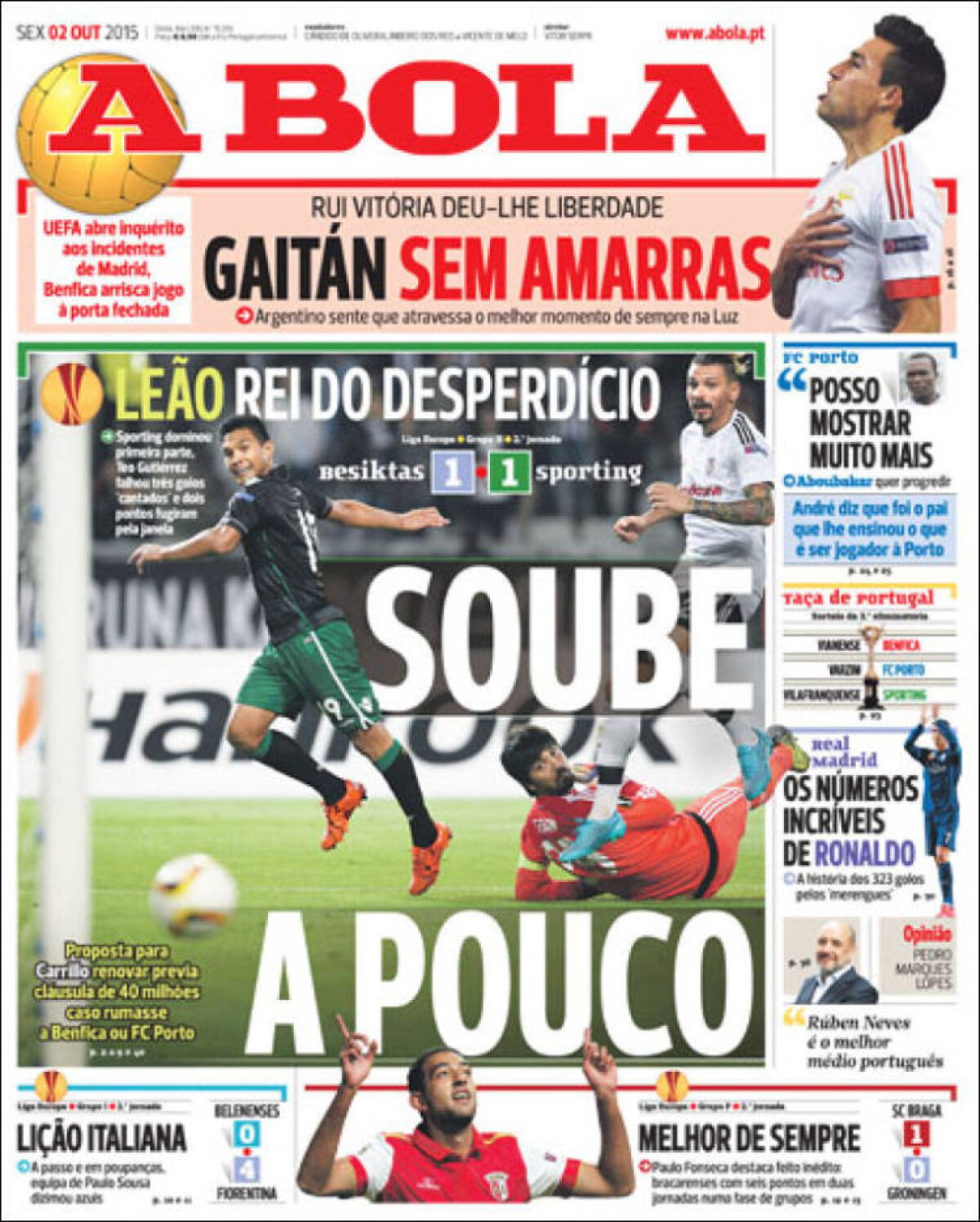 Ce scriu azi ziarele de sport din lume (2 octombrie 2015)