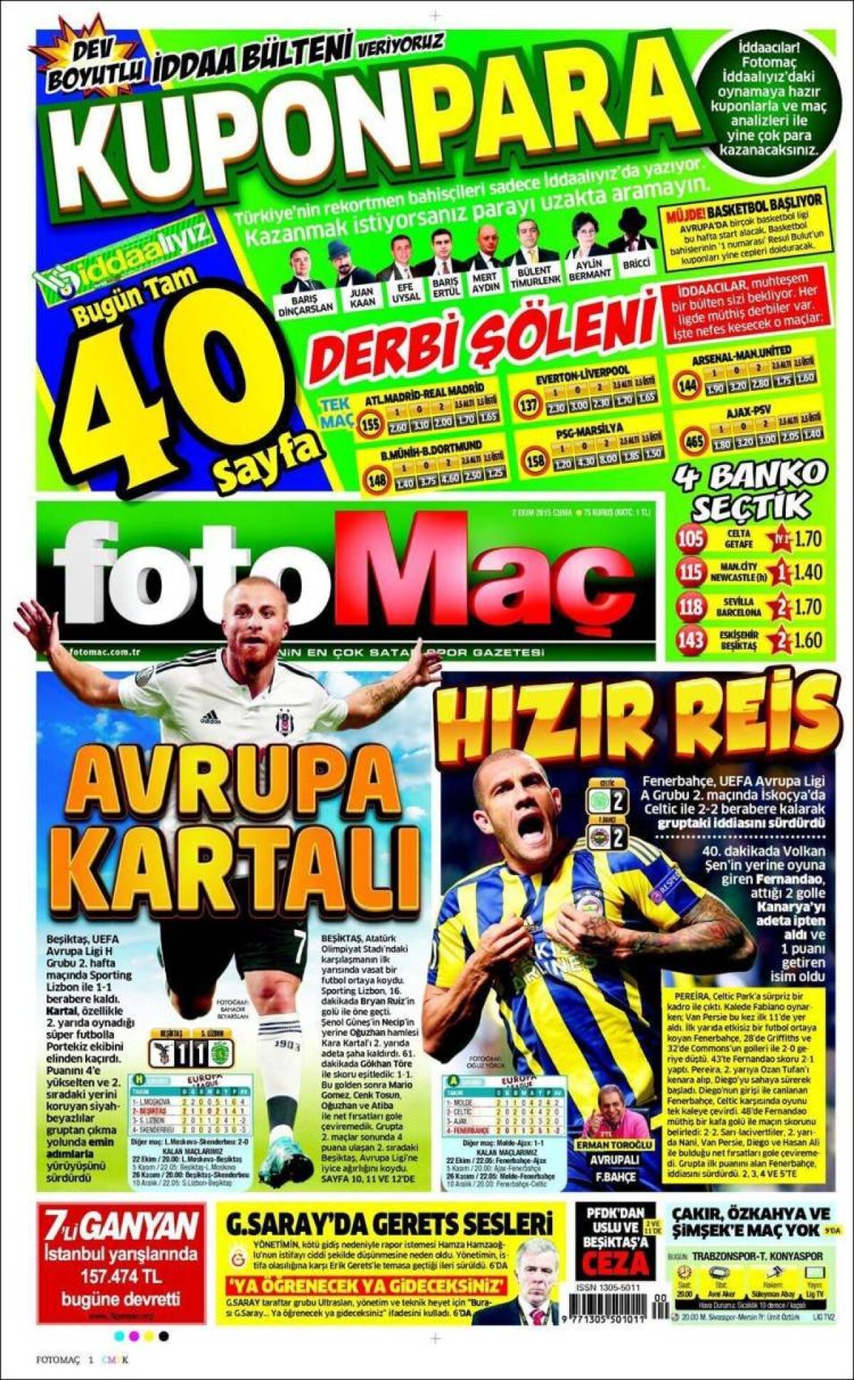 Ce scriu azi ziarele de sport din lume (2 octombrie 2015)