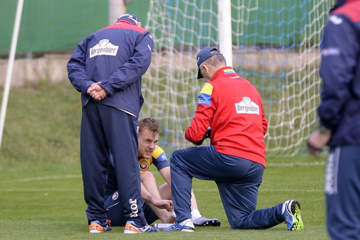 FOTO Alarmă la ultimul antrenament al "tricolorilor" » Un jucător de bază s-a prăbușit pe teren după o contră dură