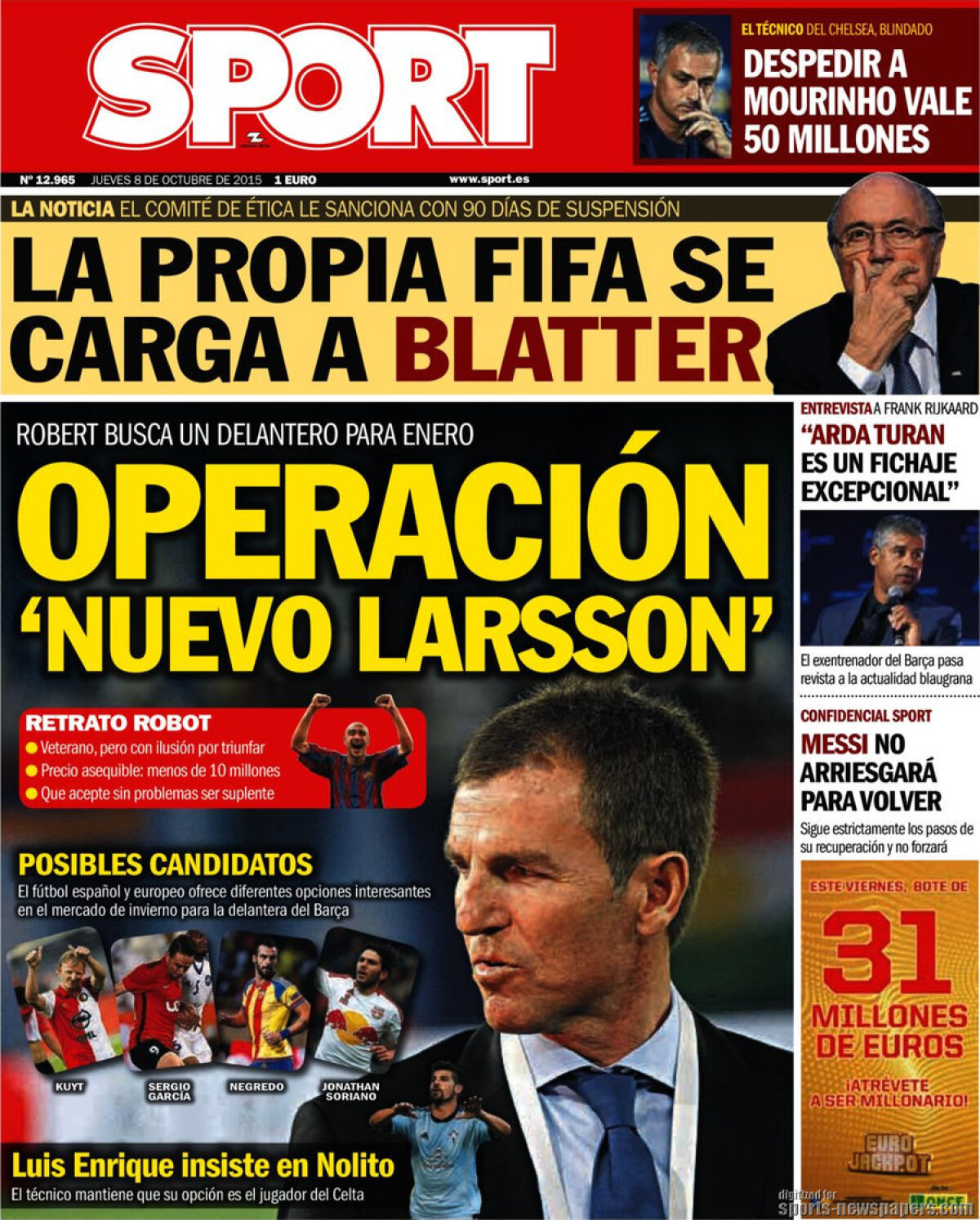 Ce scriu azi ziarele de sport din lume (8 octombrie 2015)