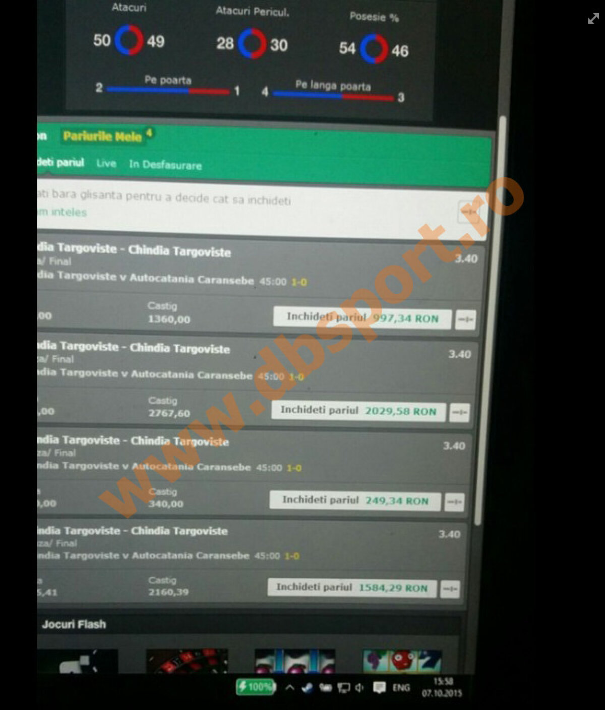 FOTO Un meci din Liga a 2-a i-a îmbogățit pe pariori! » Sume dubioase mizate pe cote mari: "Tot orașul a pus azi pe ei"