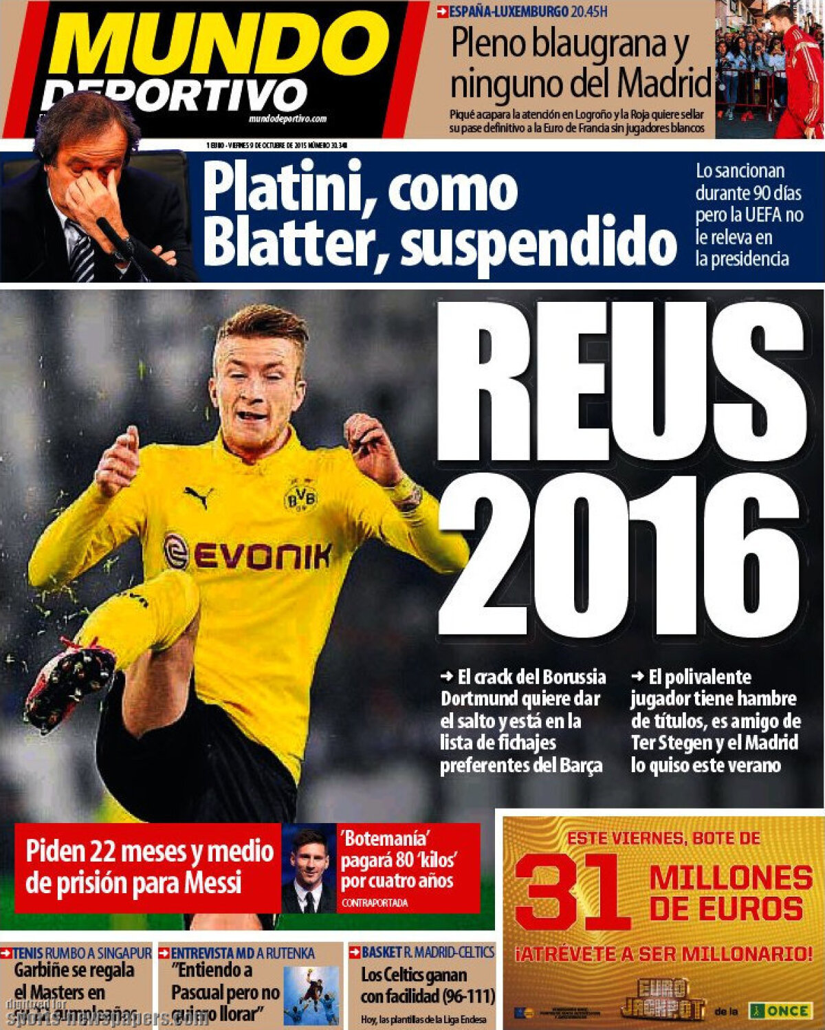 Ce scriu azi ziarele de sport din lume (9 octombrie 2015)