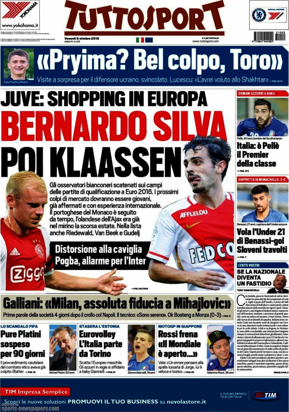 Ce scriu azi ziarele de sport din lume (9 octombrie 2015)