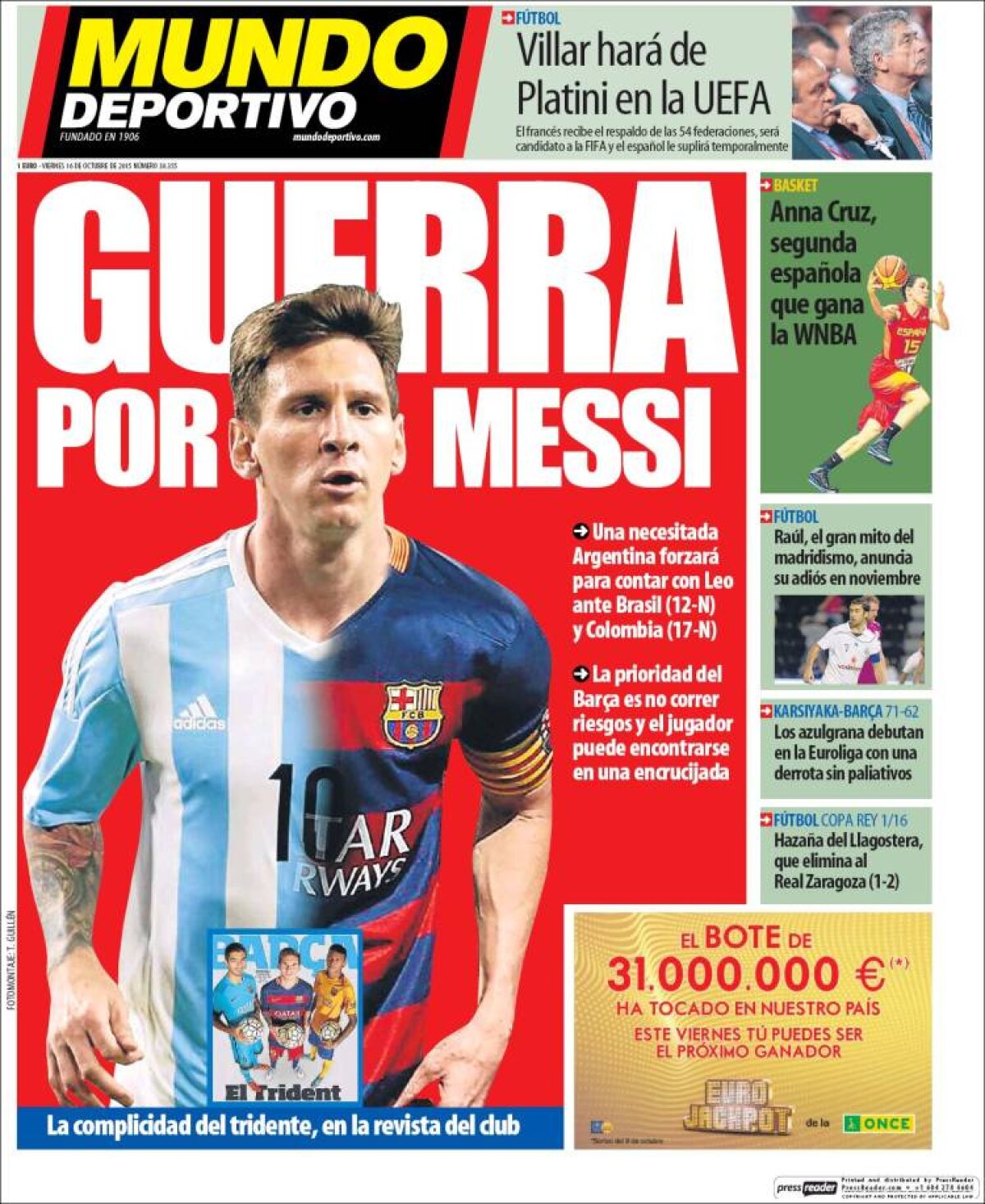 Ce scriu azi ziarele de sport din lume (16 octombrie 2015)