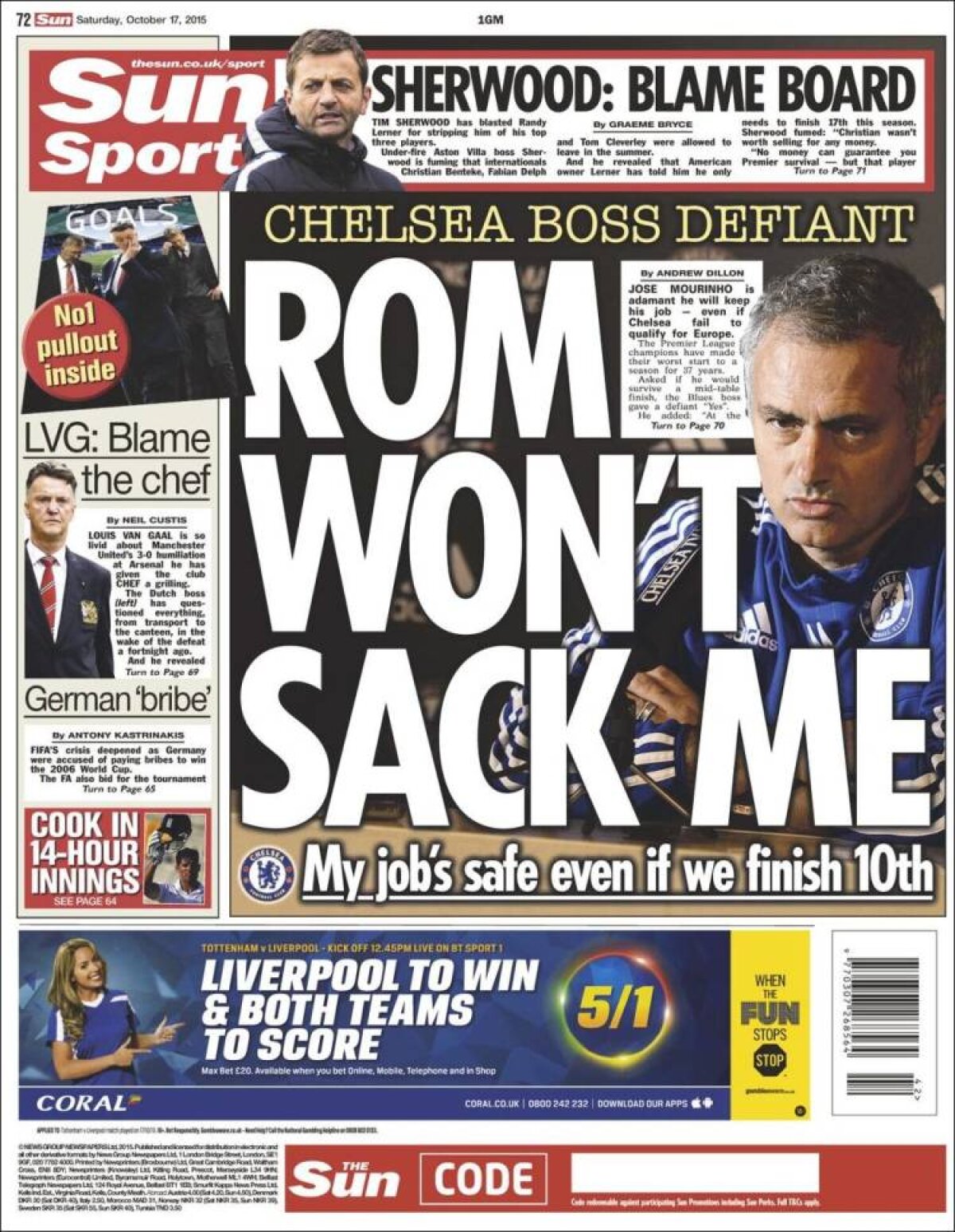 Ce scriu azi ziarele de sport din lume (17 octombrie 2015)