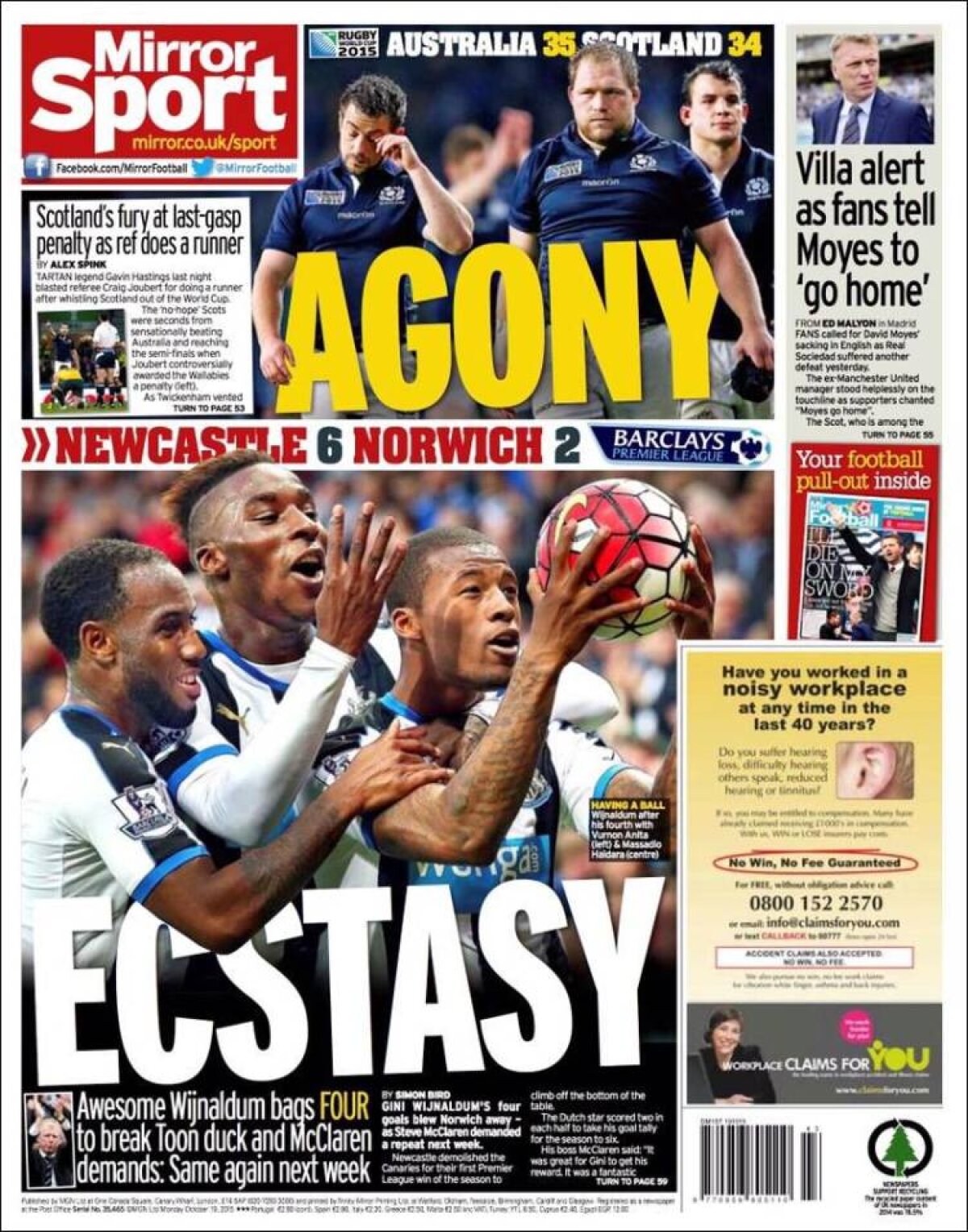 Ce scriu azi ziarele de sport din lume (19 octombrie 2015)