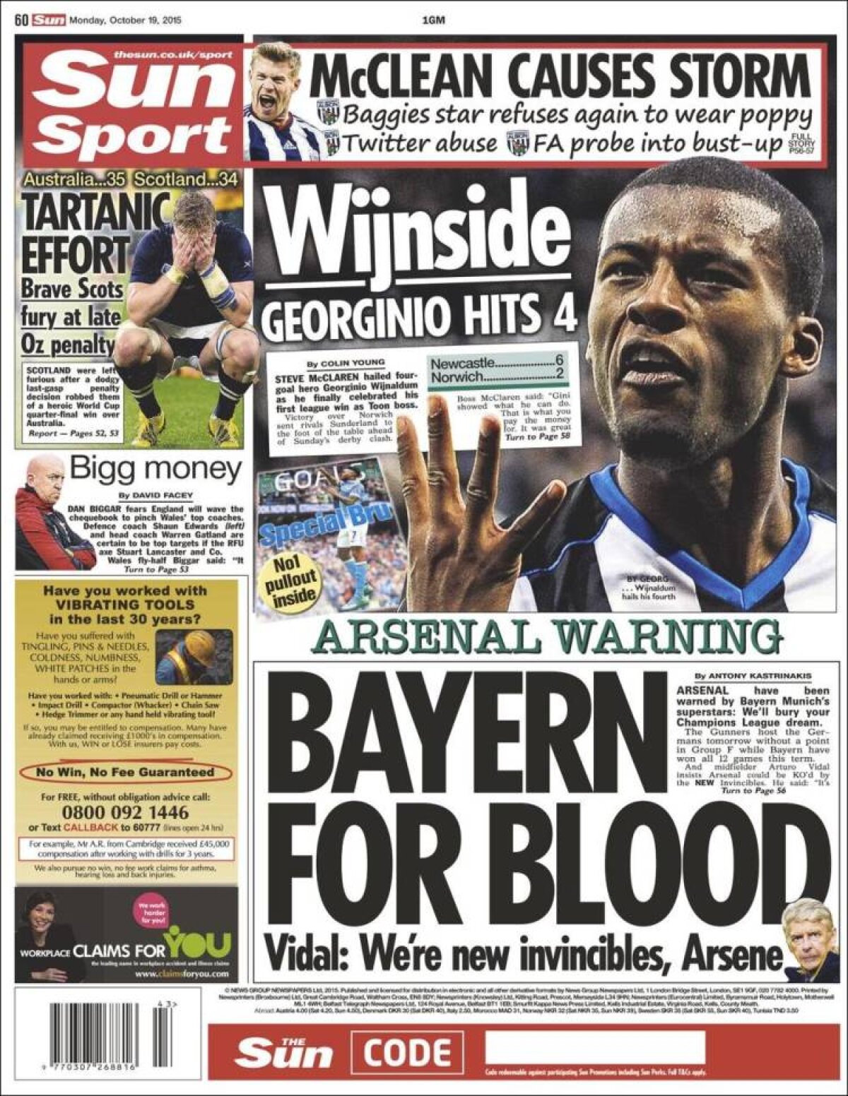 Ce scriu azi ziarele de sport din lume (19 octombrie 2015)