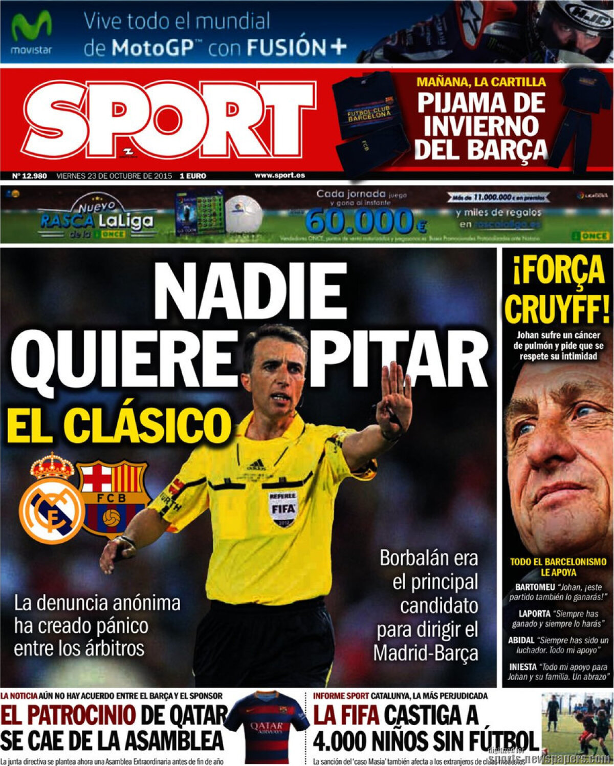 Ce scriu azi ziarele de sport din lume (23 octombrie 2015)