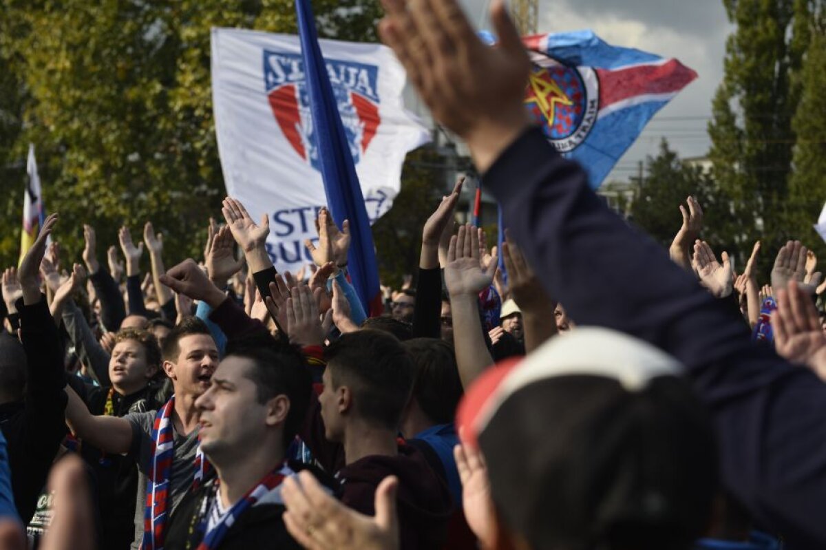 500 de oameni au protestat în Ghencea: "Am luat o decizie radicală! Nu mai mergem la nimic" » Becali îi ia în răs la TV: "Dacă au macara, pot lua Steaua"