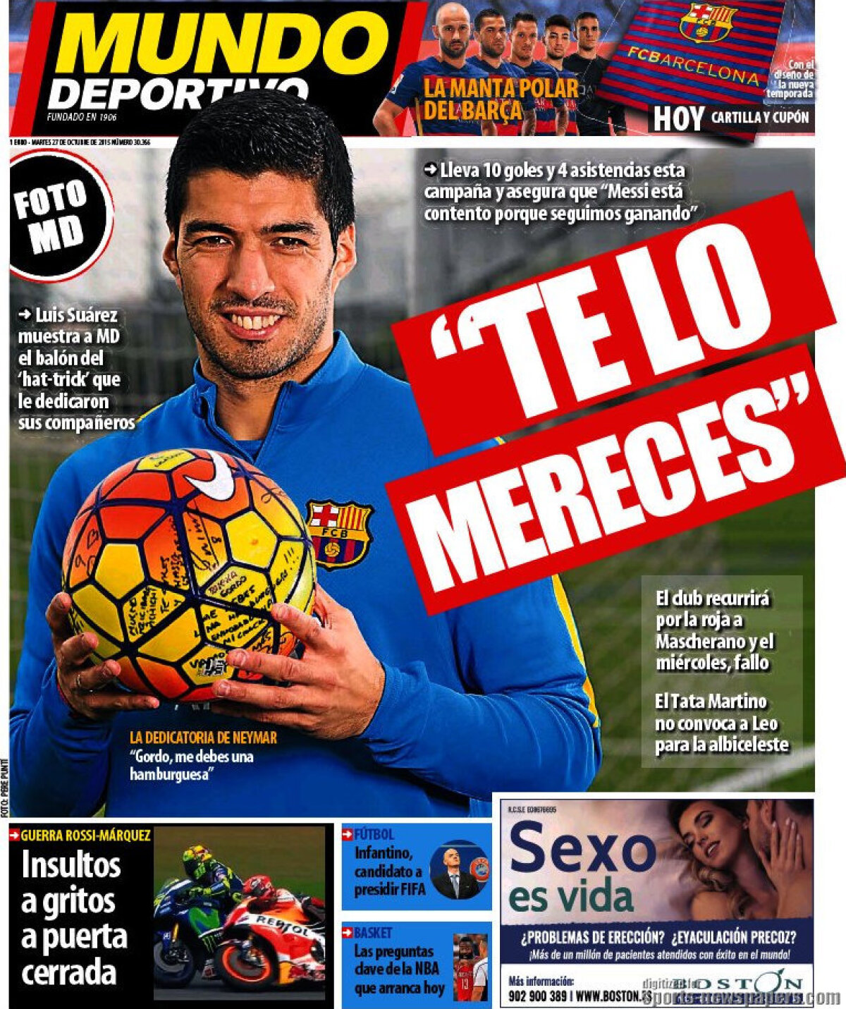 Ce scriu azi ziarele de sport din lume (27 octombrie 2015)