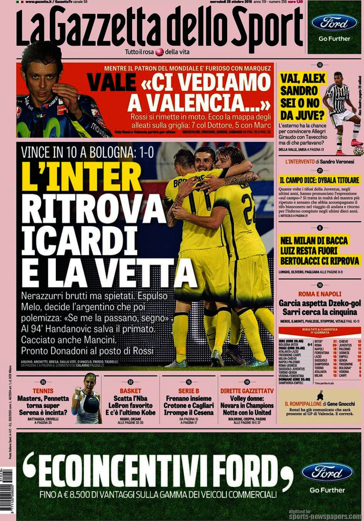 Ce scriu azi ziarele de sport din lume (28 octombrie 2015)