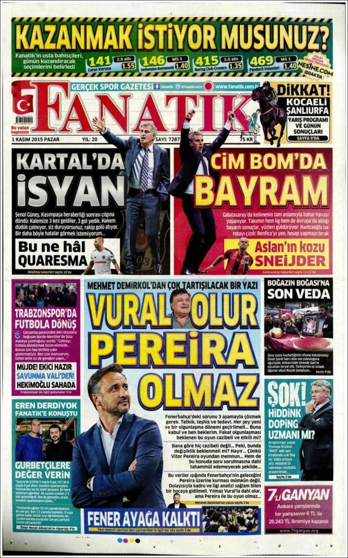 Ce scriu azi ziarele de sport din lume (1 noiembrie 2015)