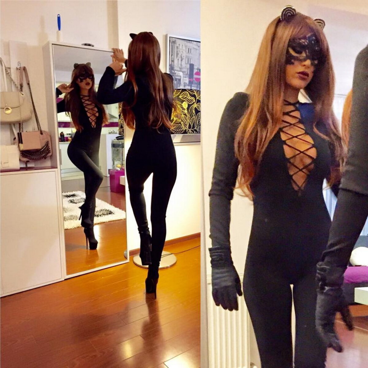 FOTO » O brunetă cunoscută s-a costumat în cea mai sexy pisicuță!
