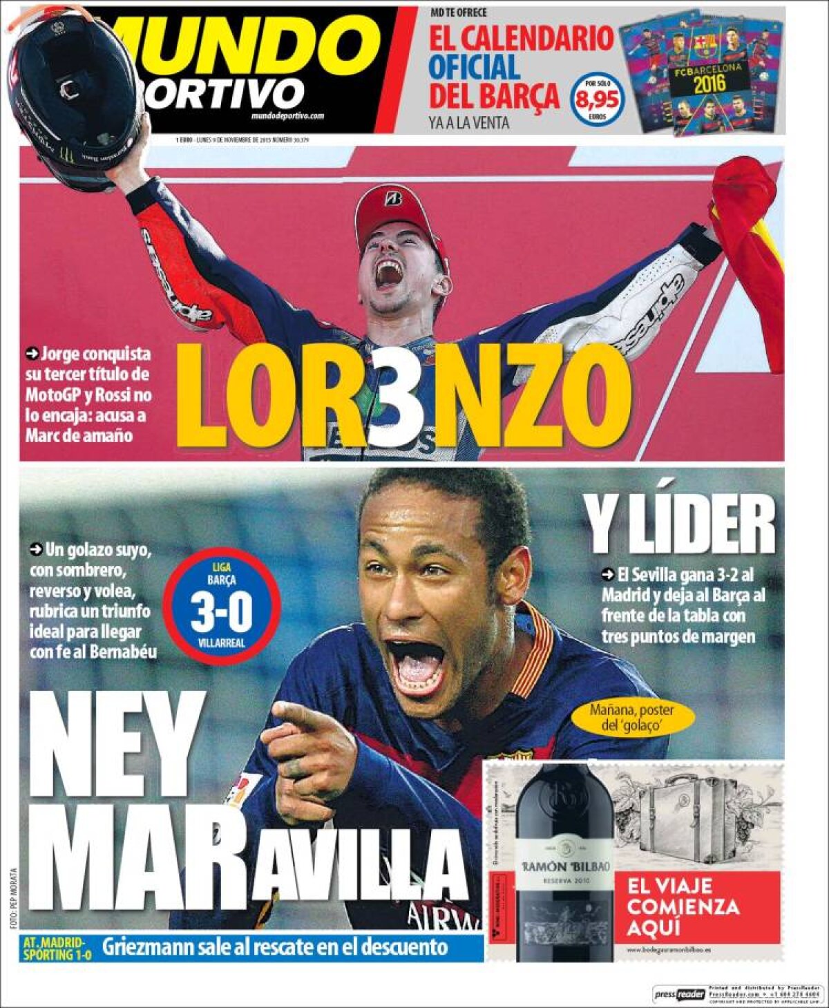 Ce scriu azi ziarele de sport din lume (9 noiembrie 2015)