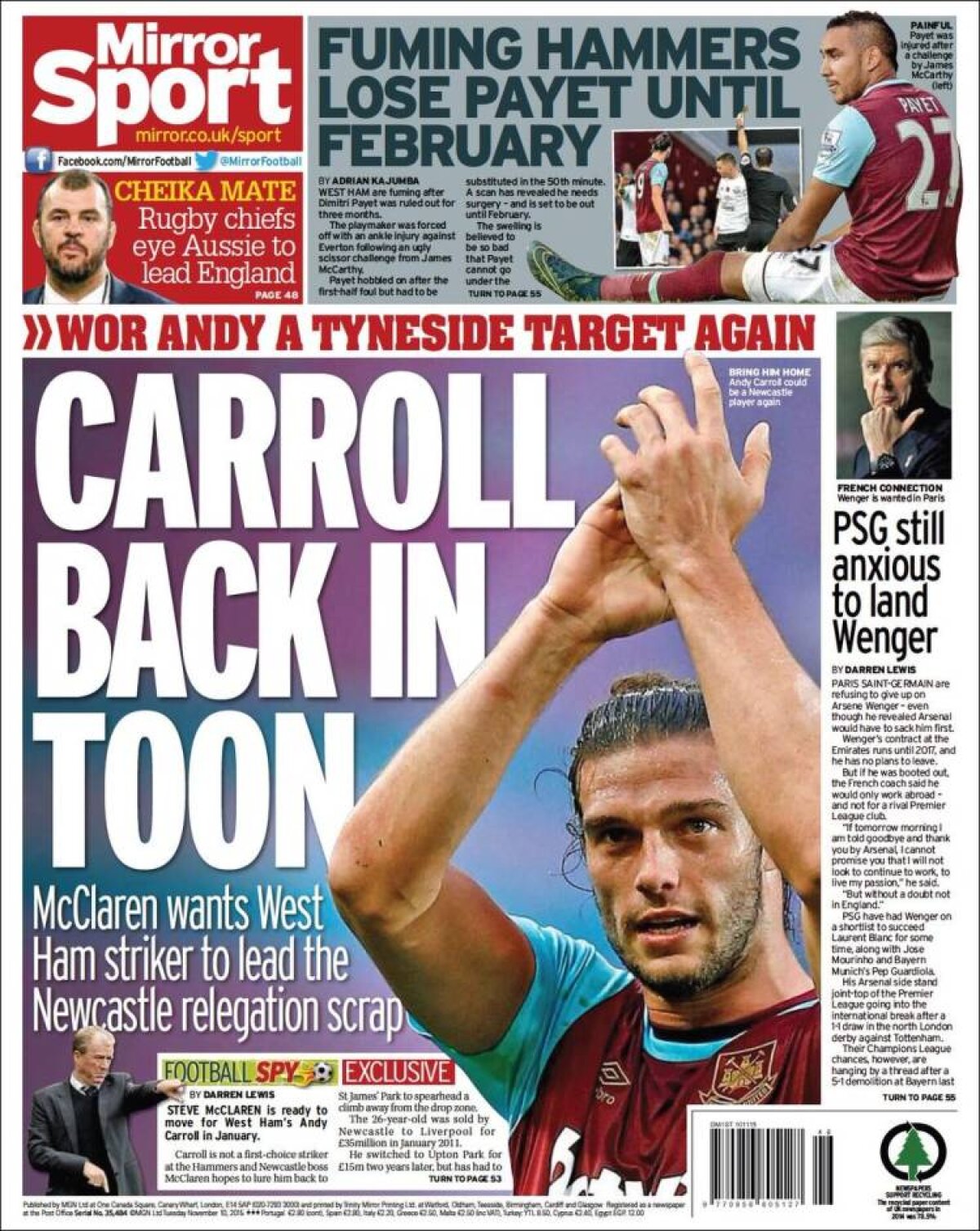 Ce scriu azi ziarele de sport din lume (10 noiembrie 2015)