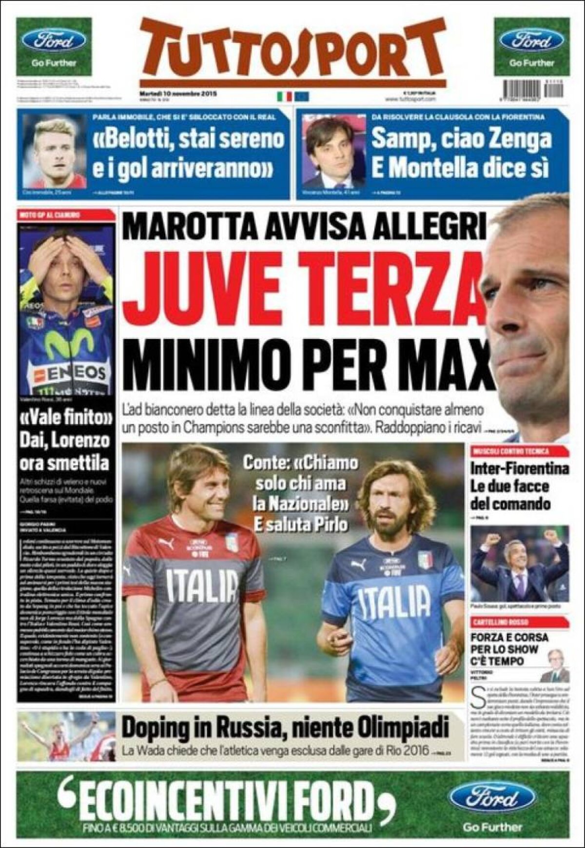 Ce scriu azi ziarele de sport din lume (10 noiembrie 2015)