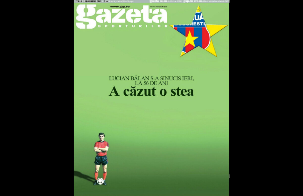 A căzut o stea » Prima pagină a Gazetei în memoria lui Lucian Bălan, care s-a sinucis la 56 de ani. A înghiţit un pumn de pastile!