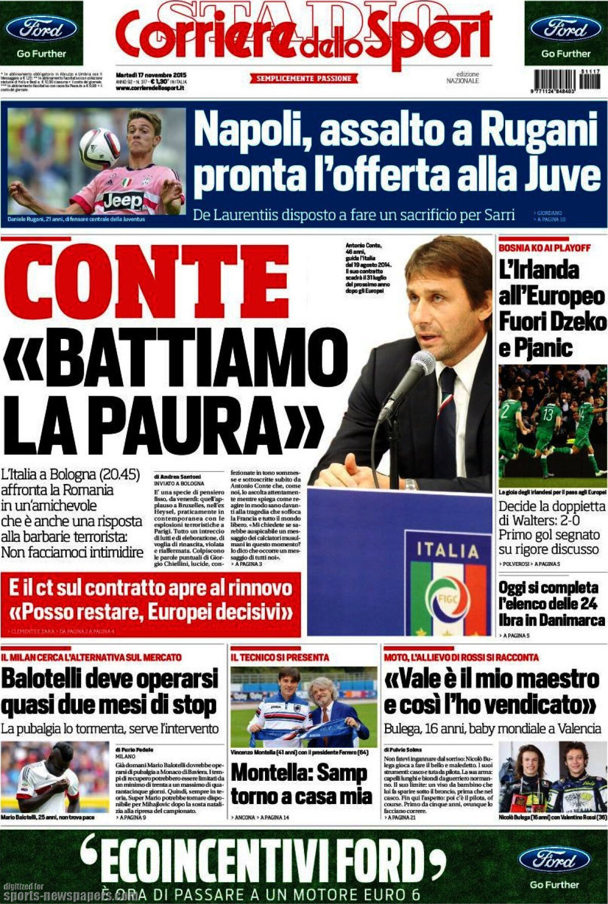 Ce scriu azi ziarele de sport din lume (18 noiembrie 2015)