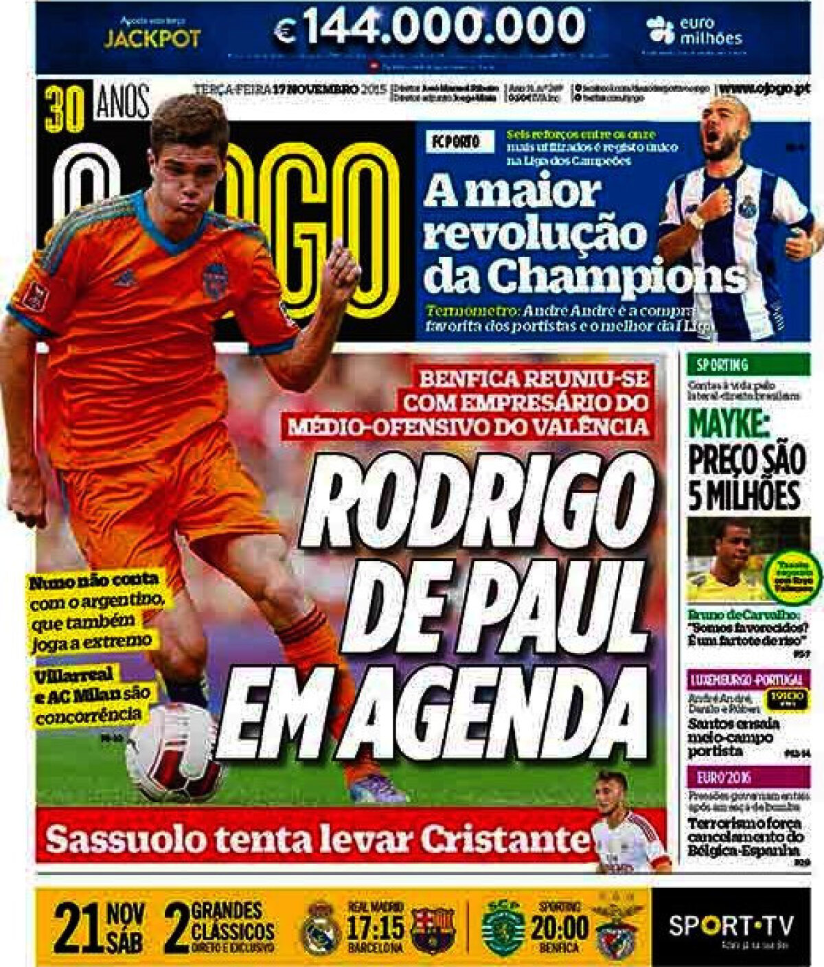 Ce scriu azi ziarele de sport din lume (18 noiembrie 2015)