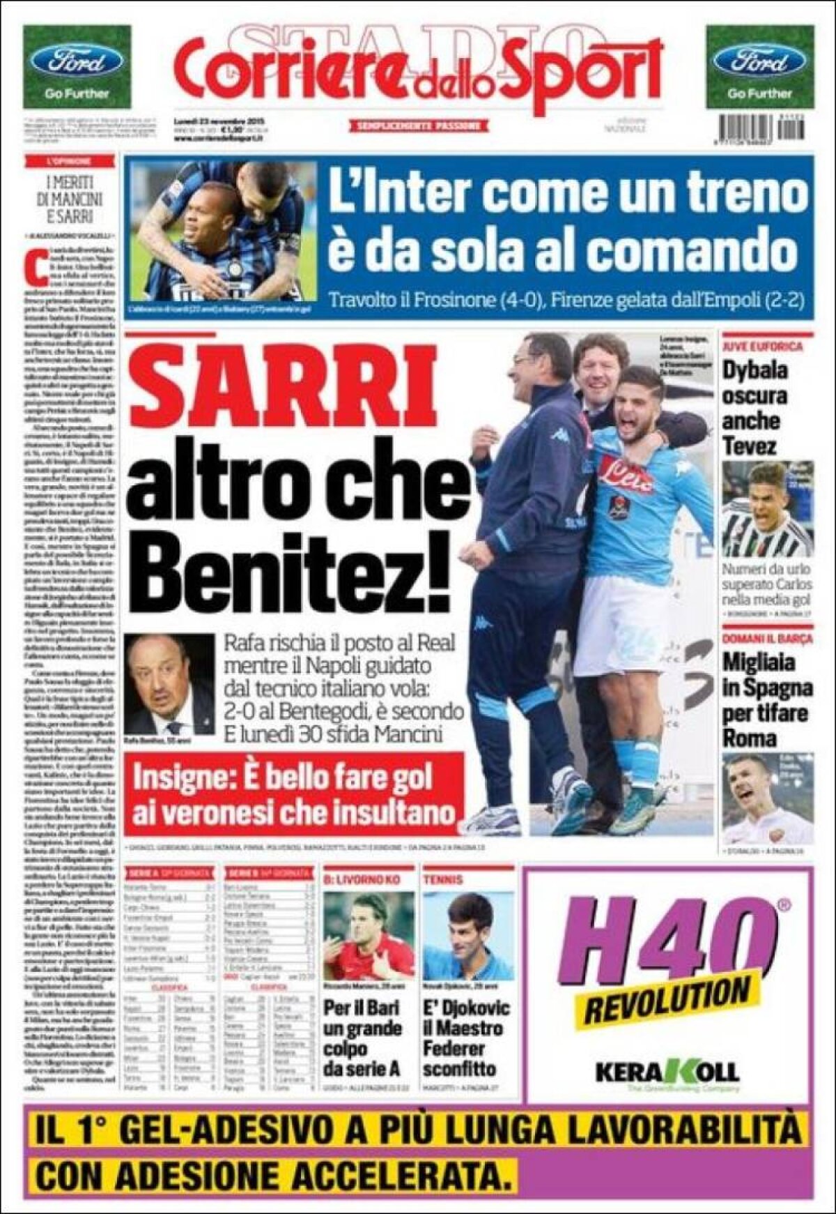 Ce scriu azi ziarele de sport din lume (23 noiembrie 2015)