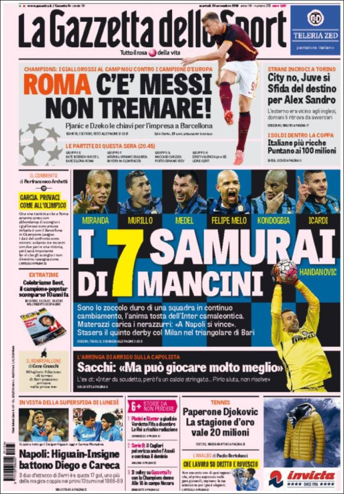 Ce scriu azi ziarele de sport din lume (24 noiembrie 2015)