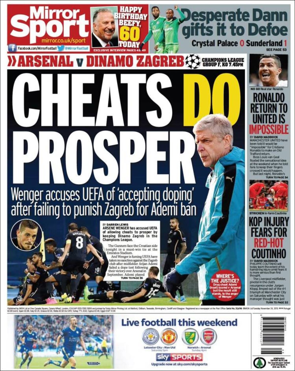 Ce scriu azi ziarele de sport din lume (24 noiembrie 2015)